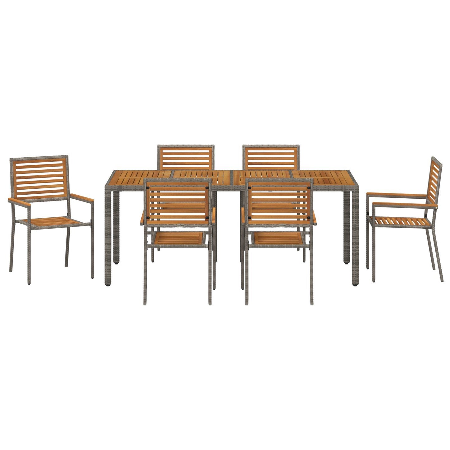 Hage Spisegruppe 7 pcs Grå og Brun polyrotting