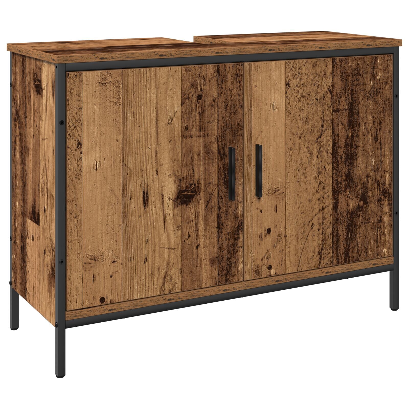 Baderomsinnredningssett med dør 4 pcs Brun 33 x 33 x 185.5 cm