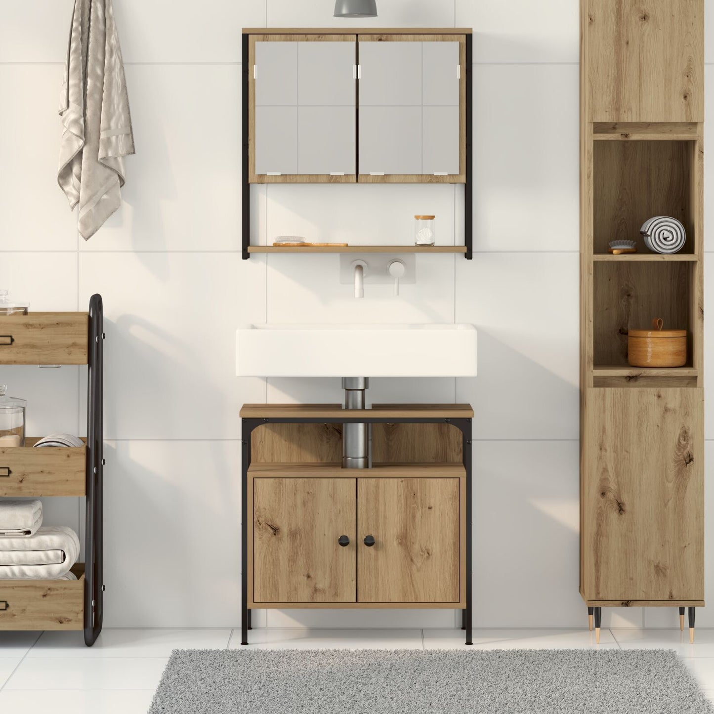 Baderomsinnredningssett 2 stk. Brun 60 x 30 x 60 cm