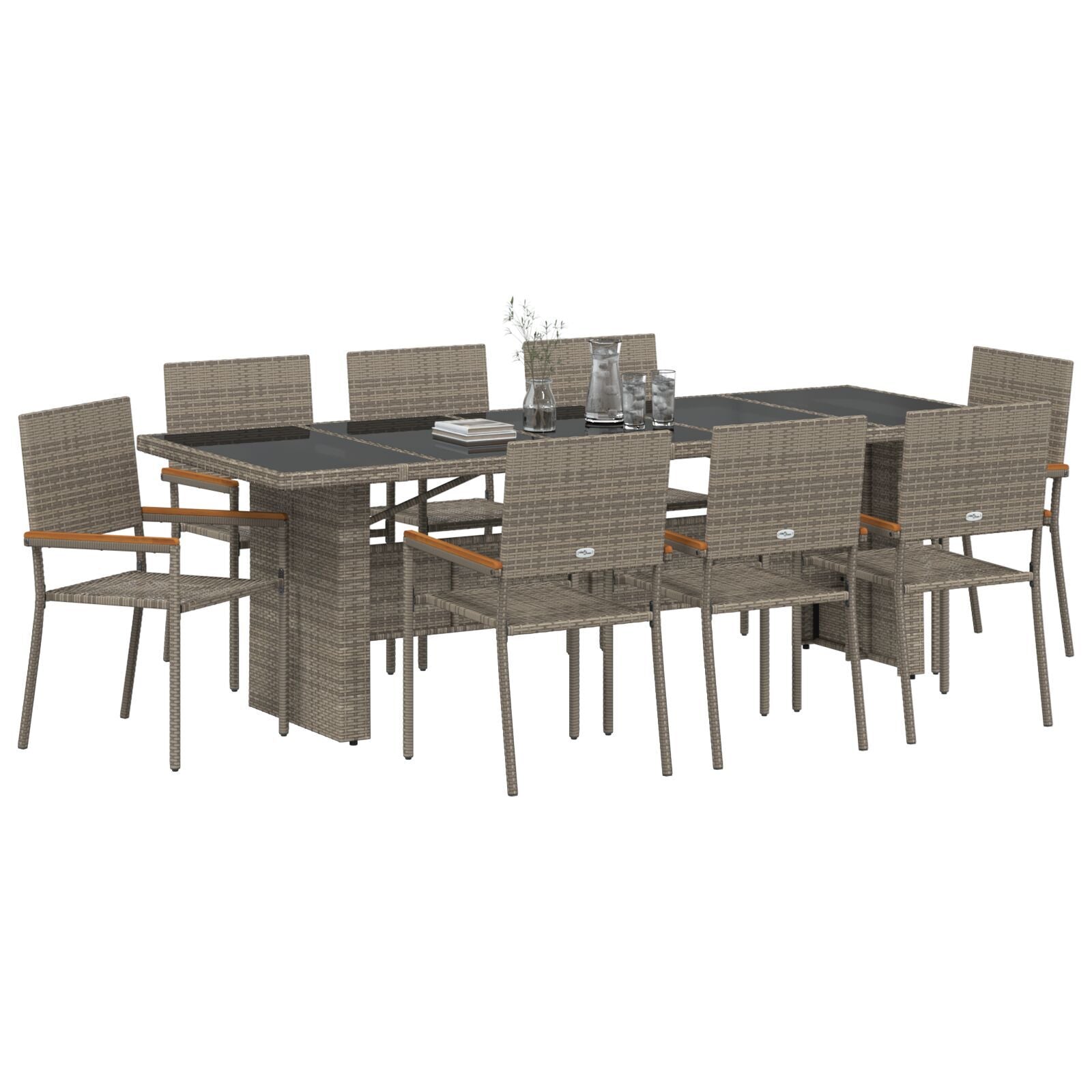 Hage Spisegruppe 11 pcs Beige Poly rattan