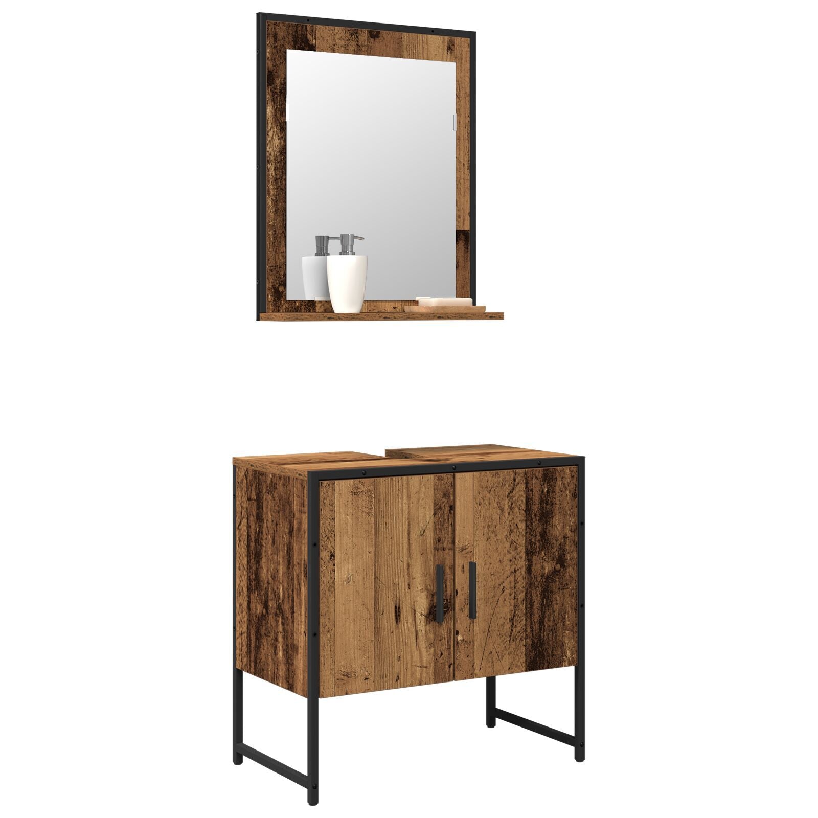 Baderomsinnredningssett med lagring 2 pcs Brun 60 x 33 x 60 cm