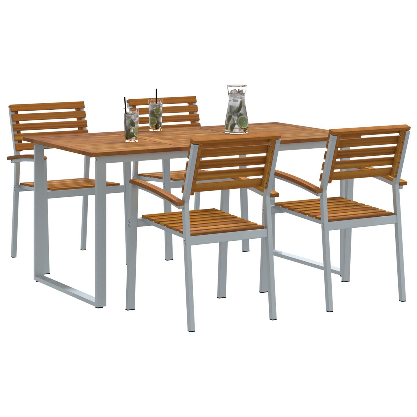 Hage Spisegruppe 5 pcs Grå Solid akasietre