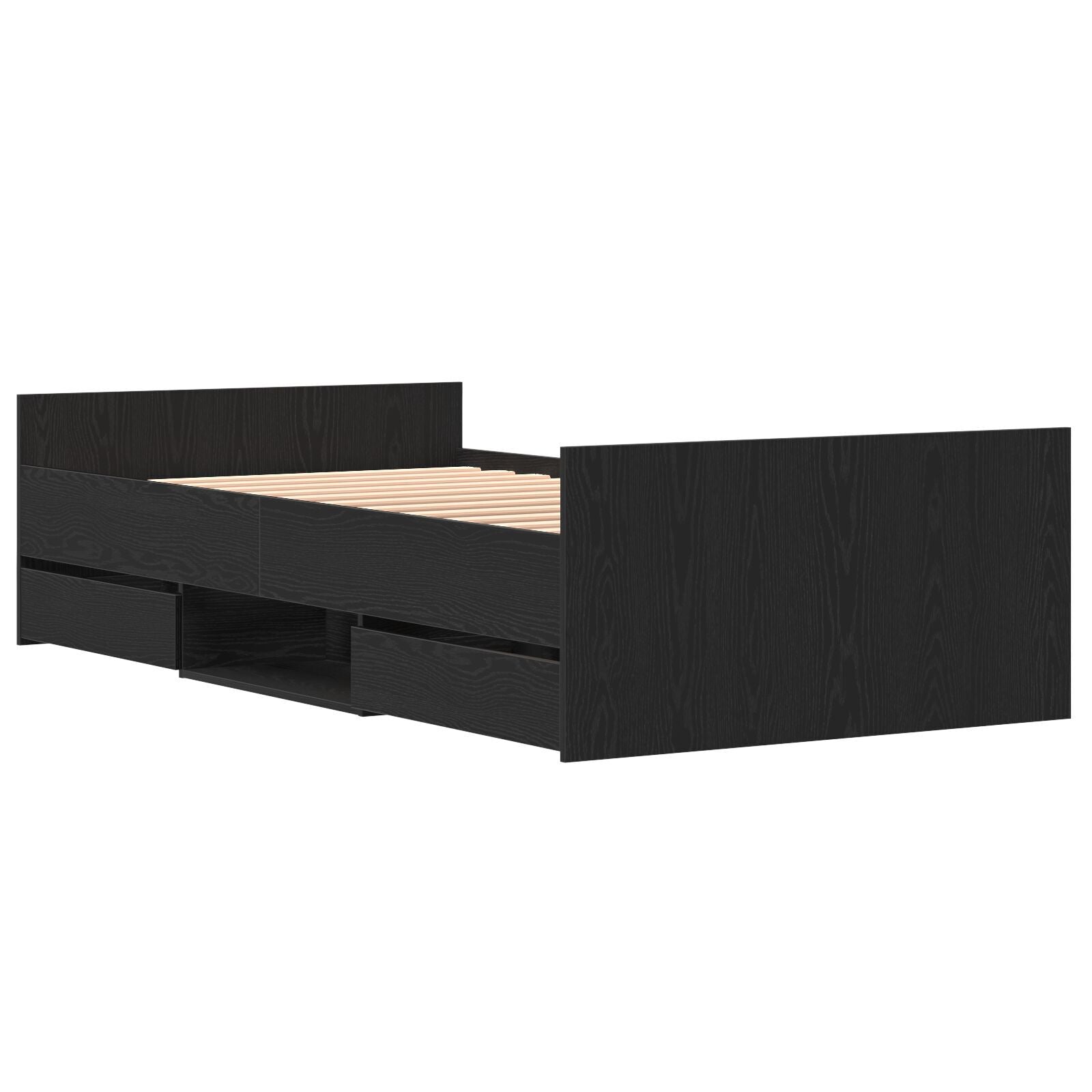 Sengestamme med skuff Svart eik 100 x 200 cm Konstruert tre