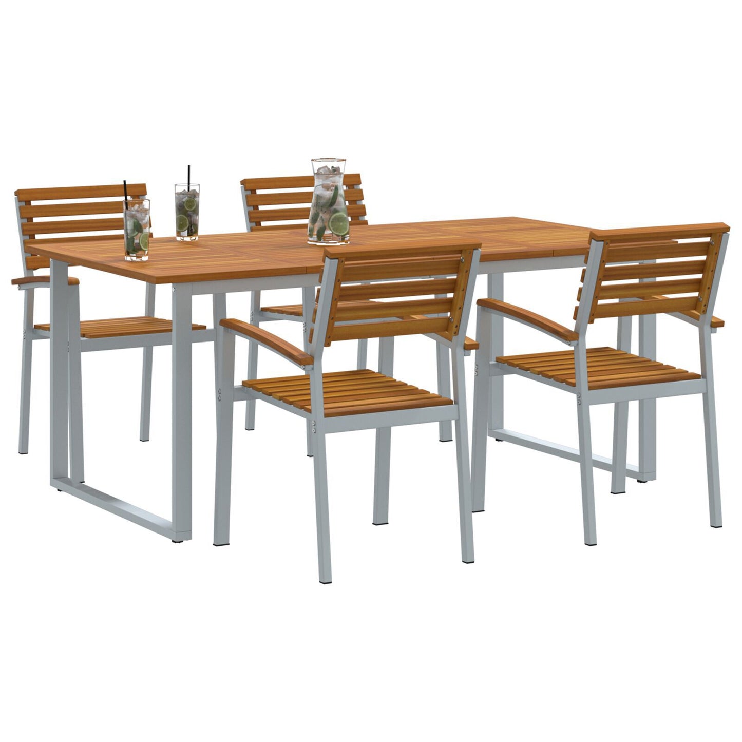 Hage Spisegruppe 5 pcs Grå Solid akasietre