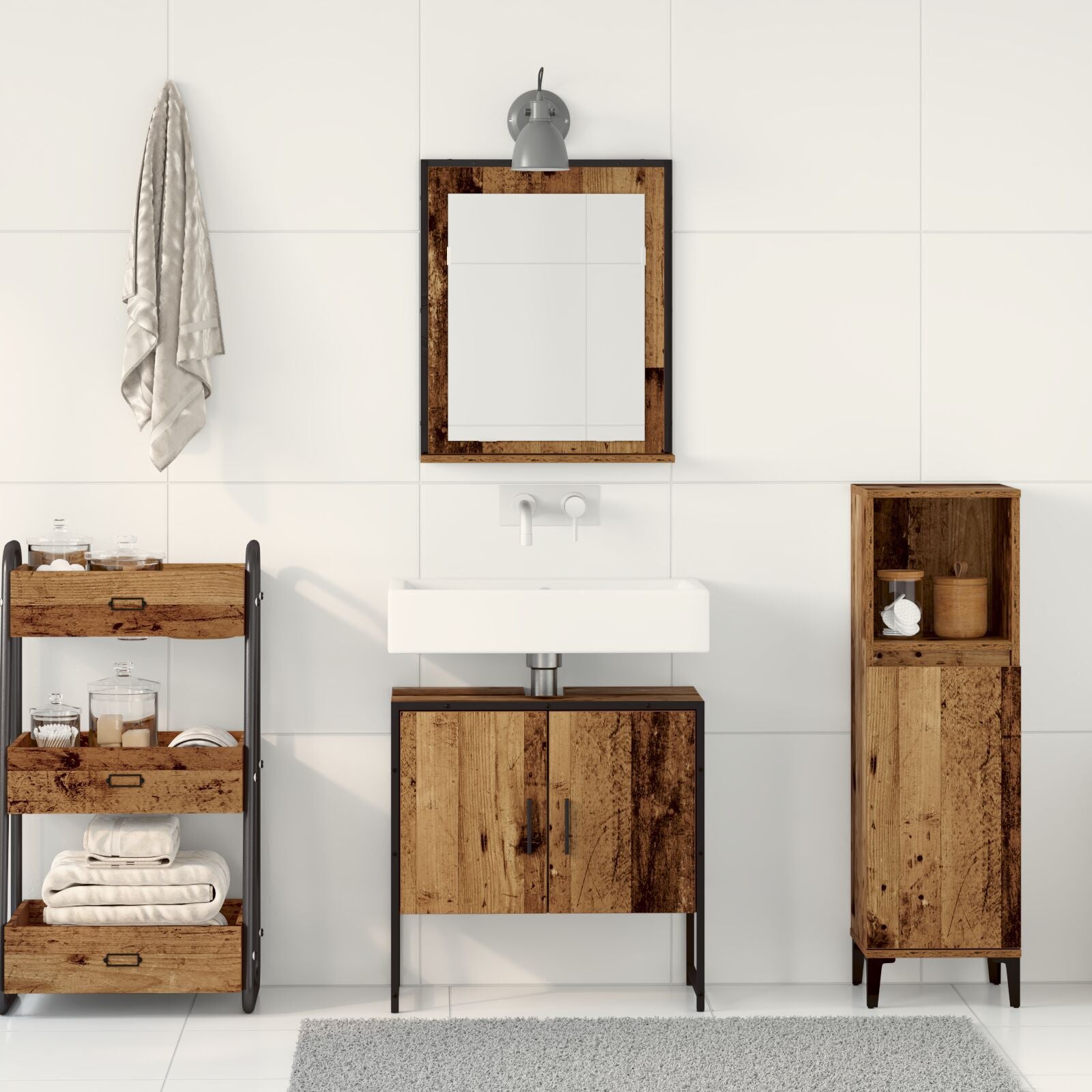 Baderomsinnredningssett med lagring 2 pcs Brun 60 x 33 x 60 cm