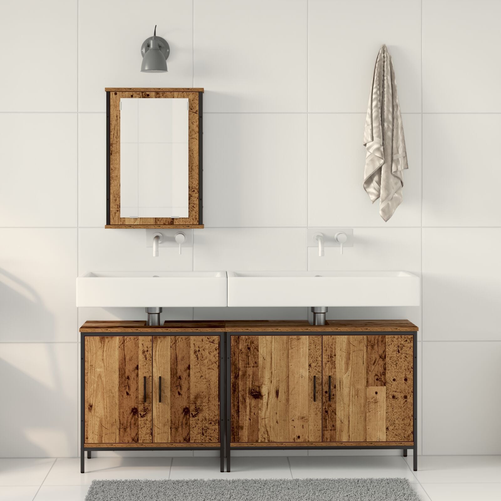 Baderomsinnredningssett med lagring 3 pcs Brun 80 x 30 x 60 cm