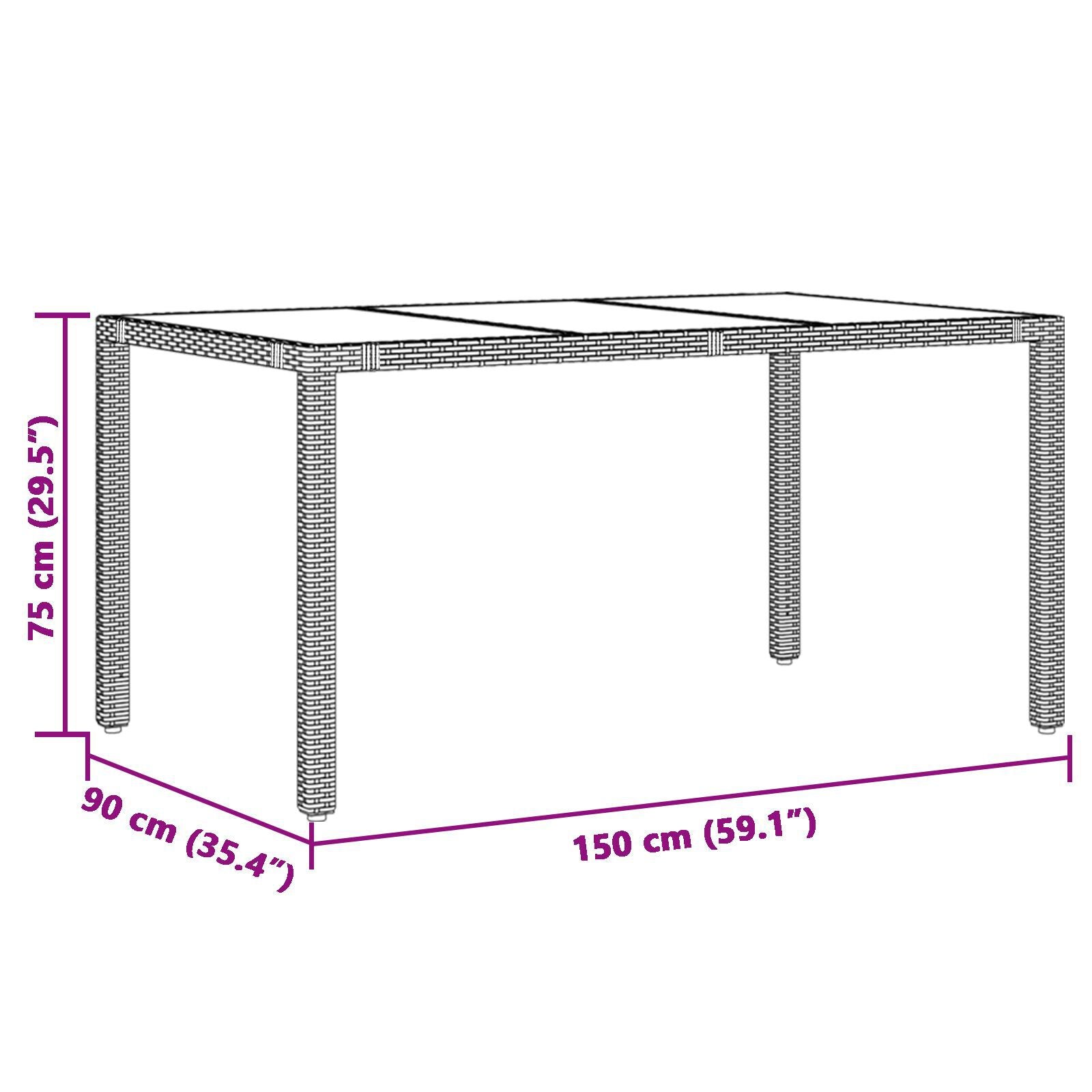 Hage Spisegruppe 5 pcs Svart 150 x 90 x 75 cm polyrotting