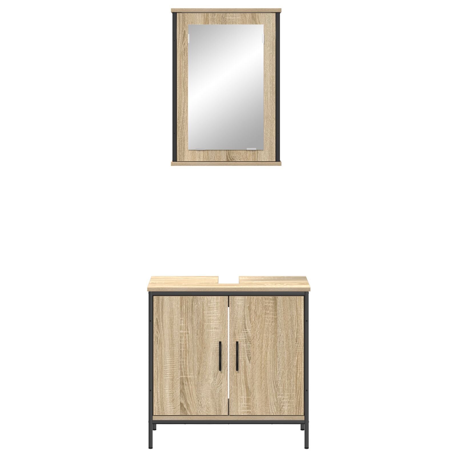 Baderomsinnredningssett med hylle 2 pcs Brun 60 x 30 x 60 cm