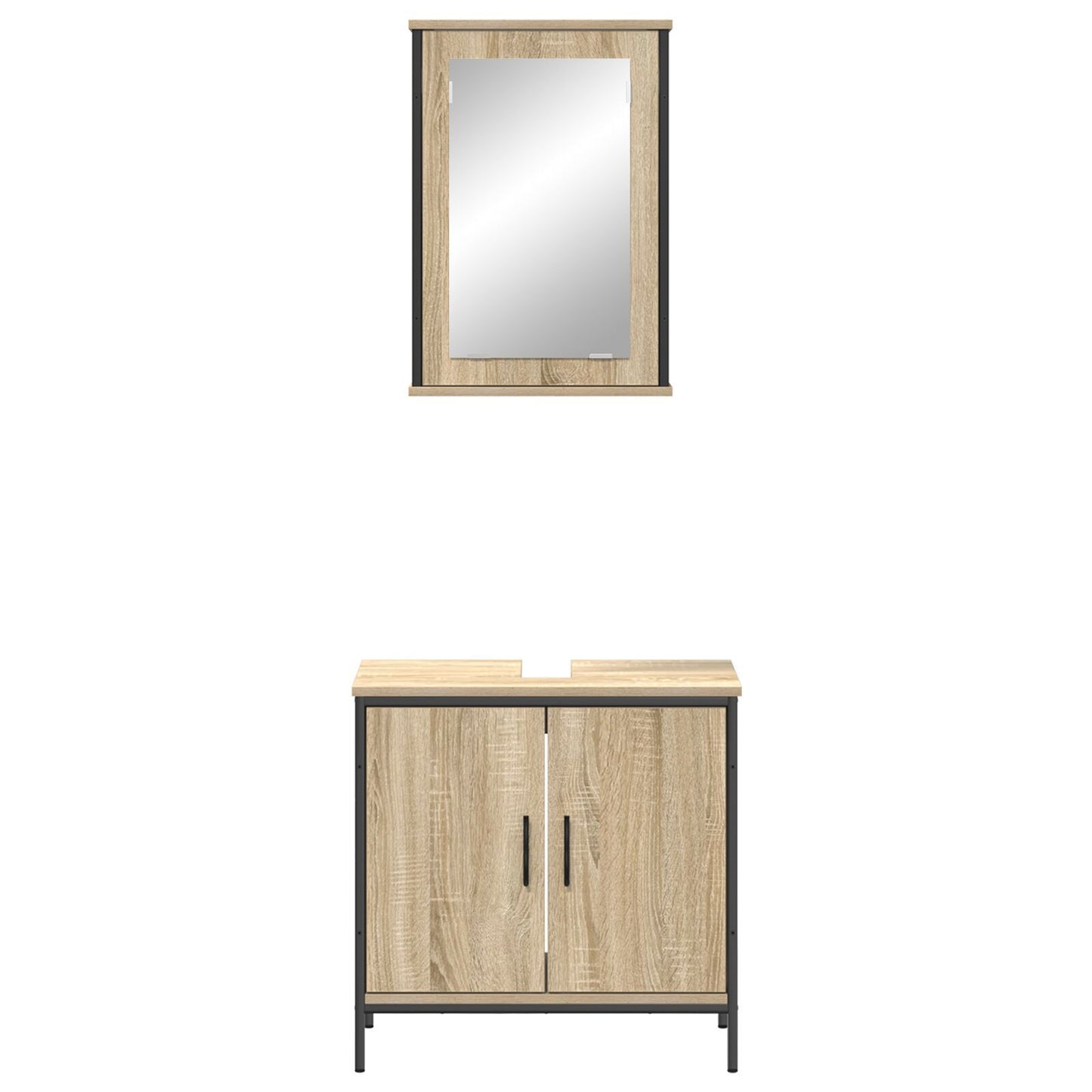 Baderomsinnredningssett med hylle 2 pcs Brun Konstruert tre