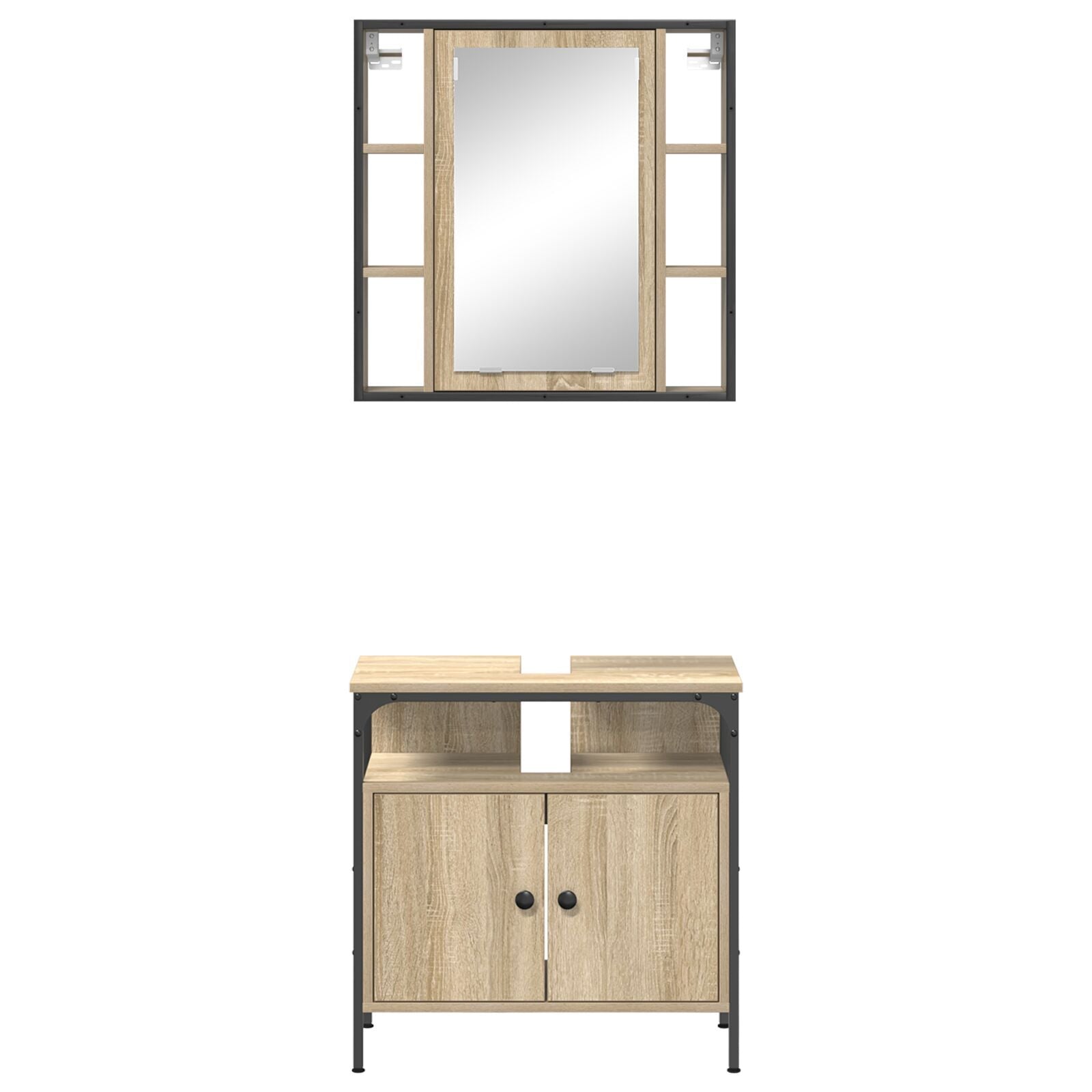 Baderomsinnredningssett med hylle 2 pcs Brun 60 x 30 x 60 cm