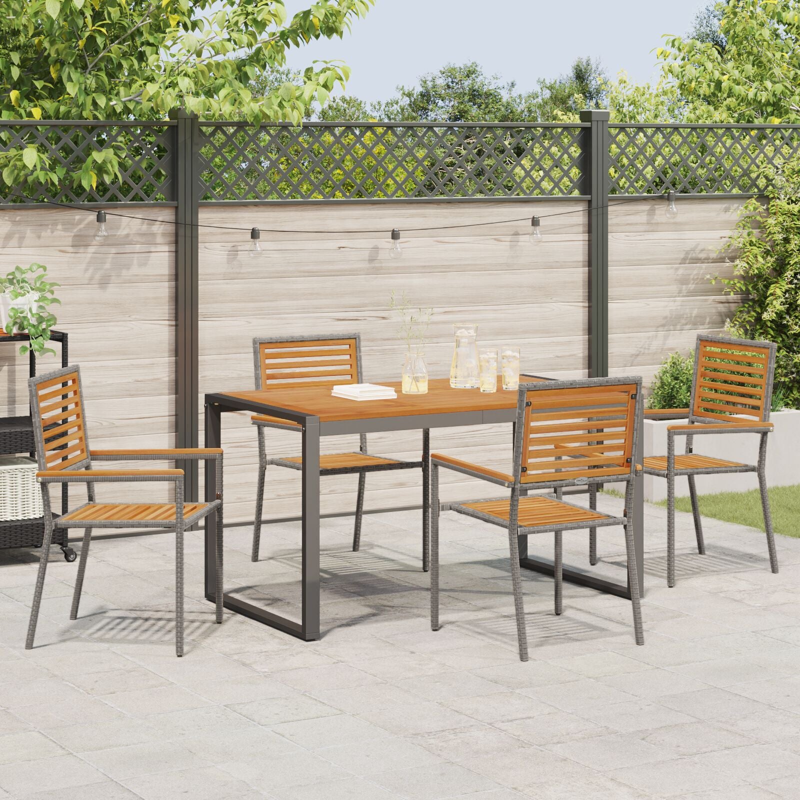 Hage Spisegruppe 5 pcs Grå, tre 140 x 80 x 75 cm polyrotting