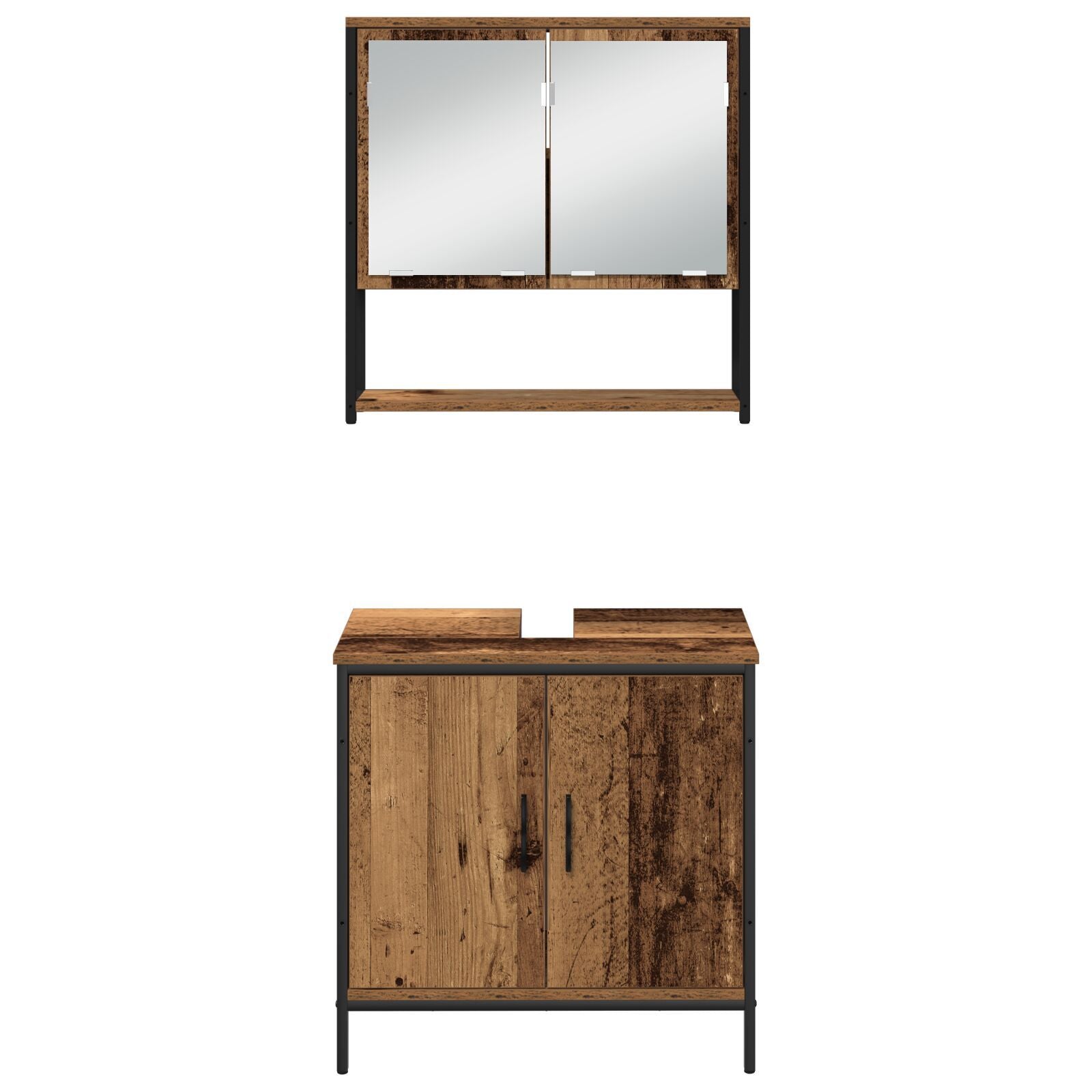 Baderomsinnredningssett med dør 4 pcs Brun 33 x 33 x 185.5 cm