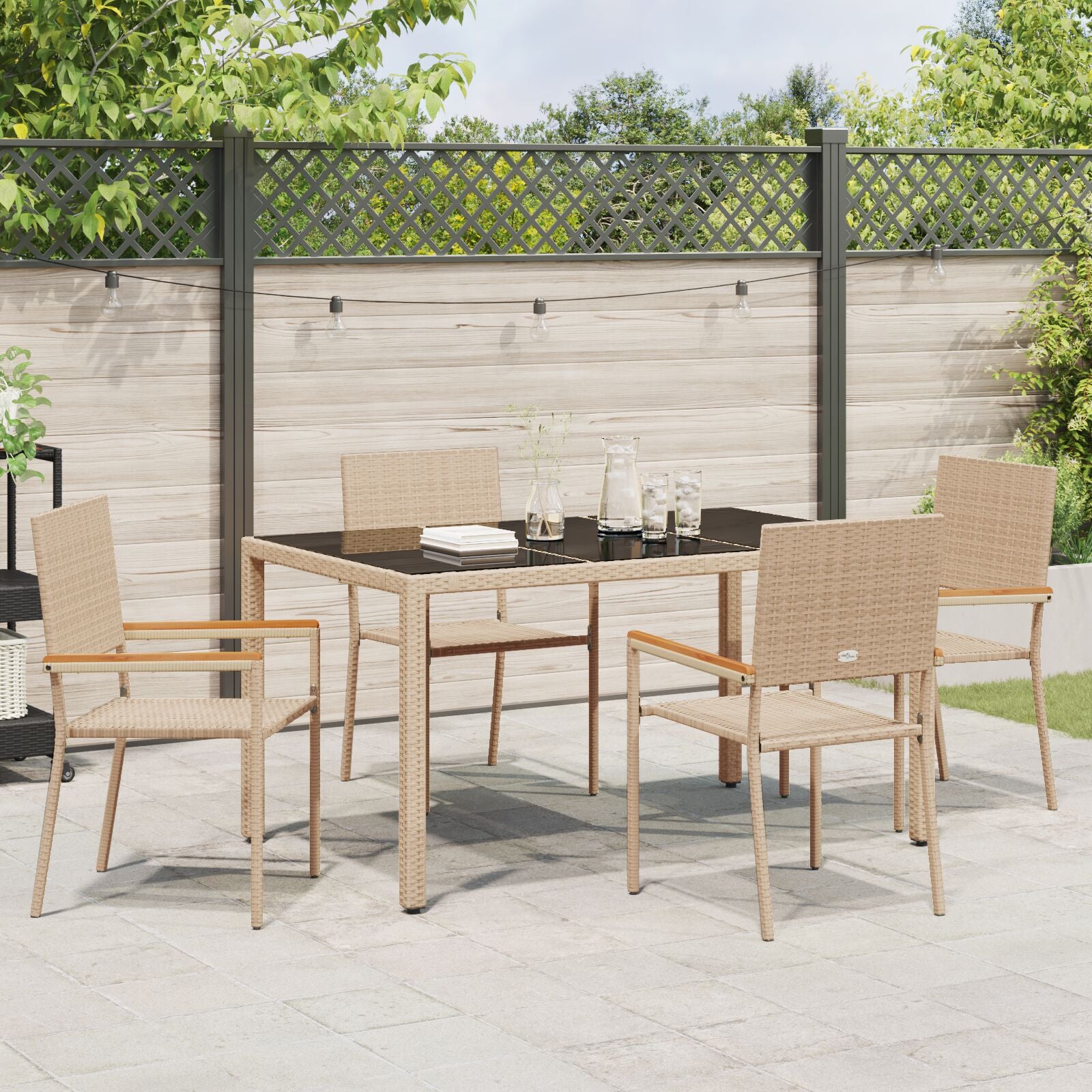 Hage Spisegruppe 5 pcs Beige 90 x 90 x 75 cm polyrotting