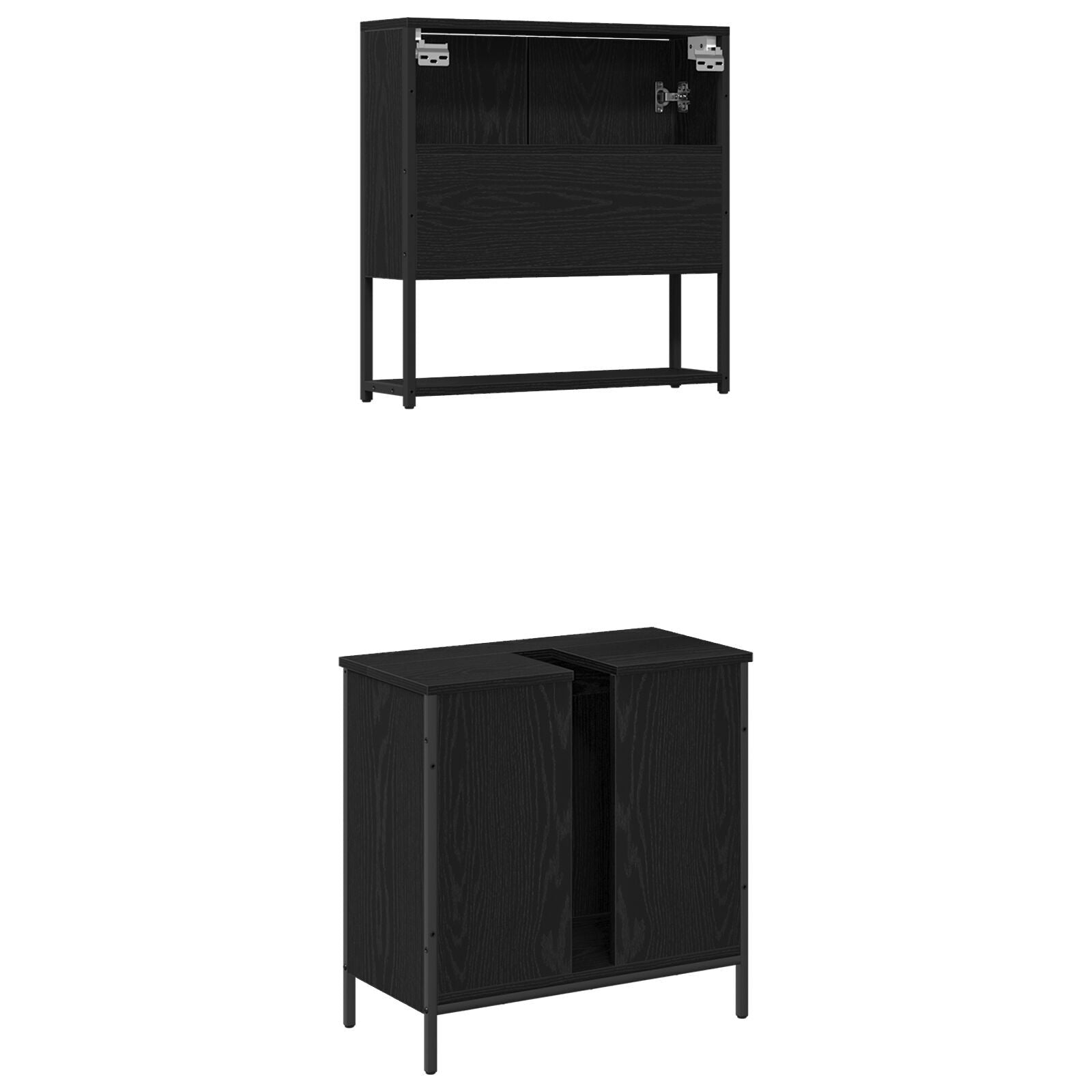 Baderomsinnredningssett med lagring 2 pcs Svart 60 x 30 x 60 cm