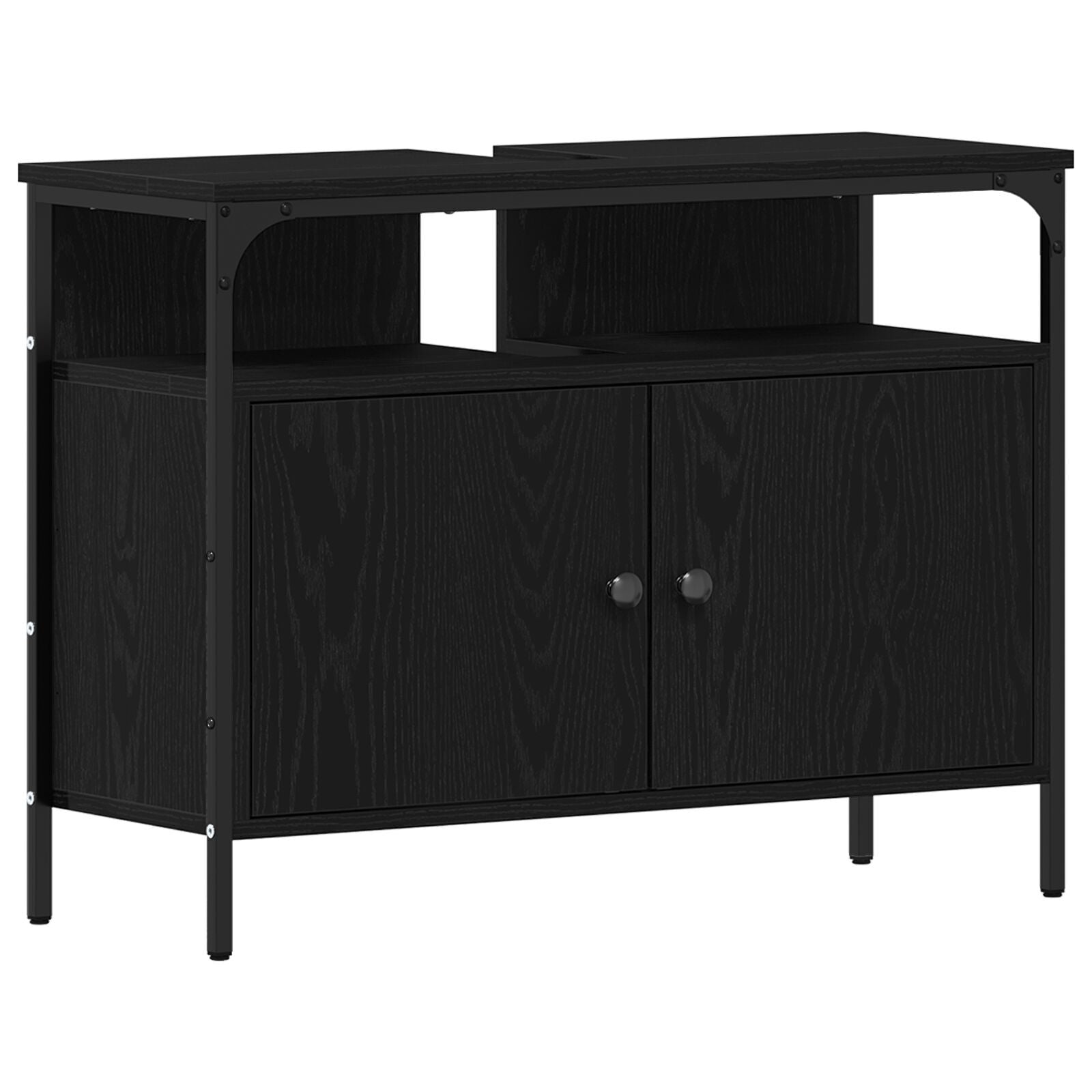 Baderomsskapsett med hylle 4 pcs Svart eik 33 x 33 x 185.5 cm