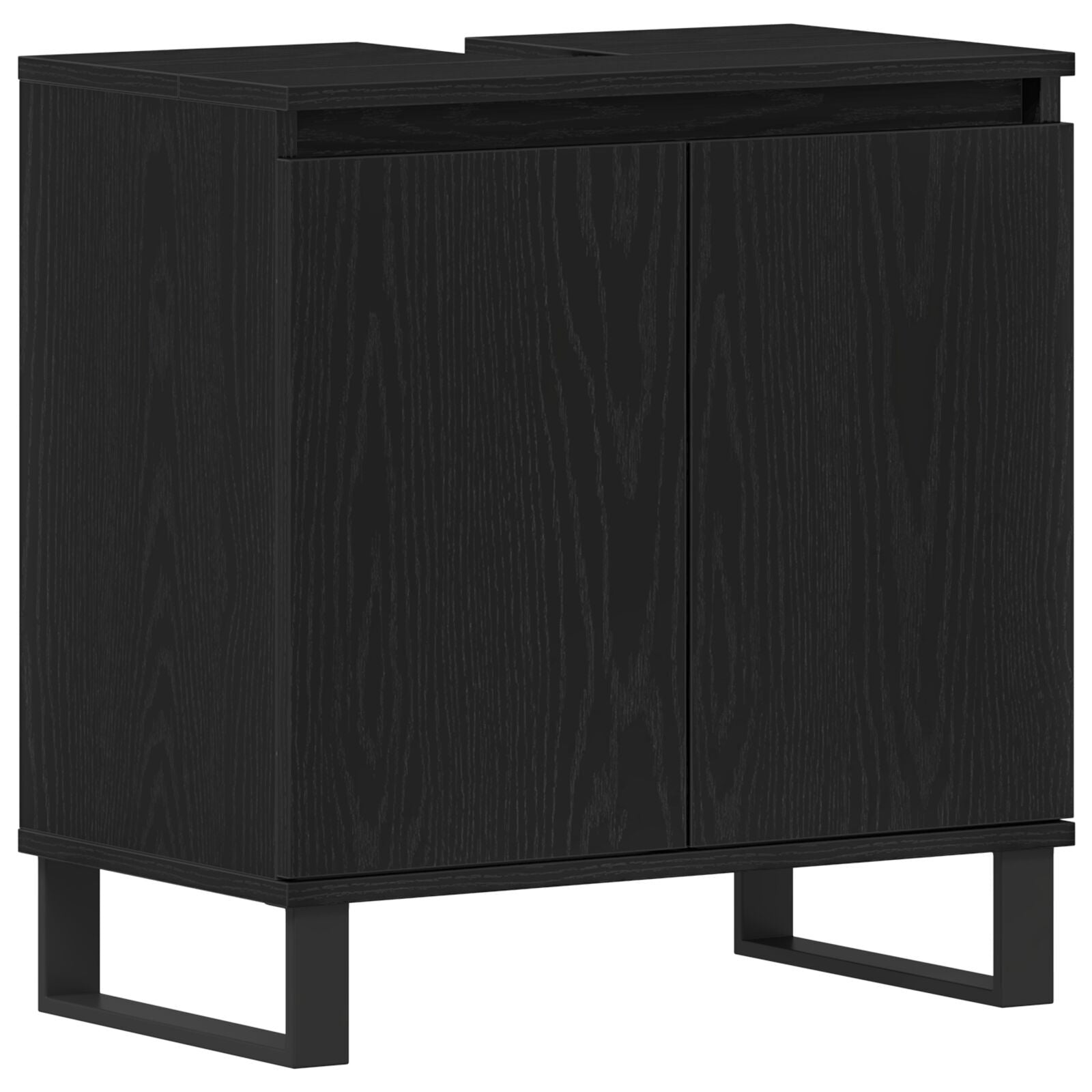 Baderomsinnredningssett med dør 3 pcs Svart 30 x 30 x 190 cm
