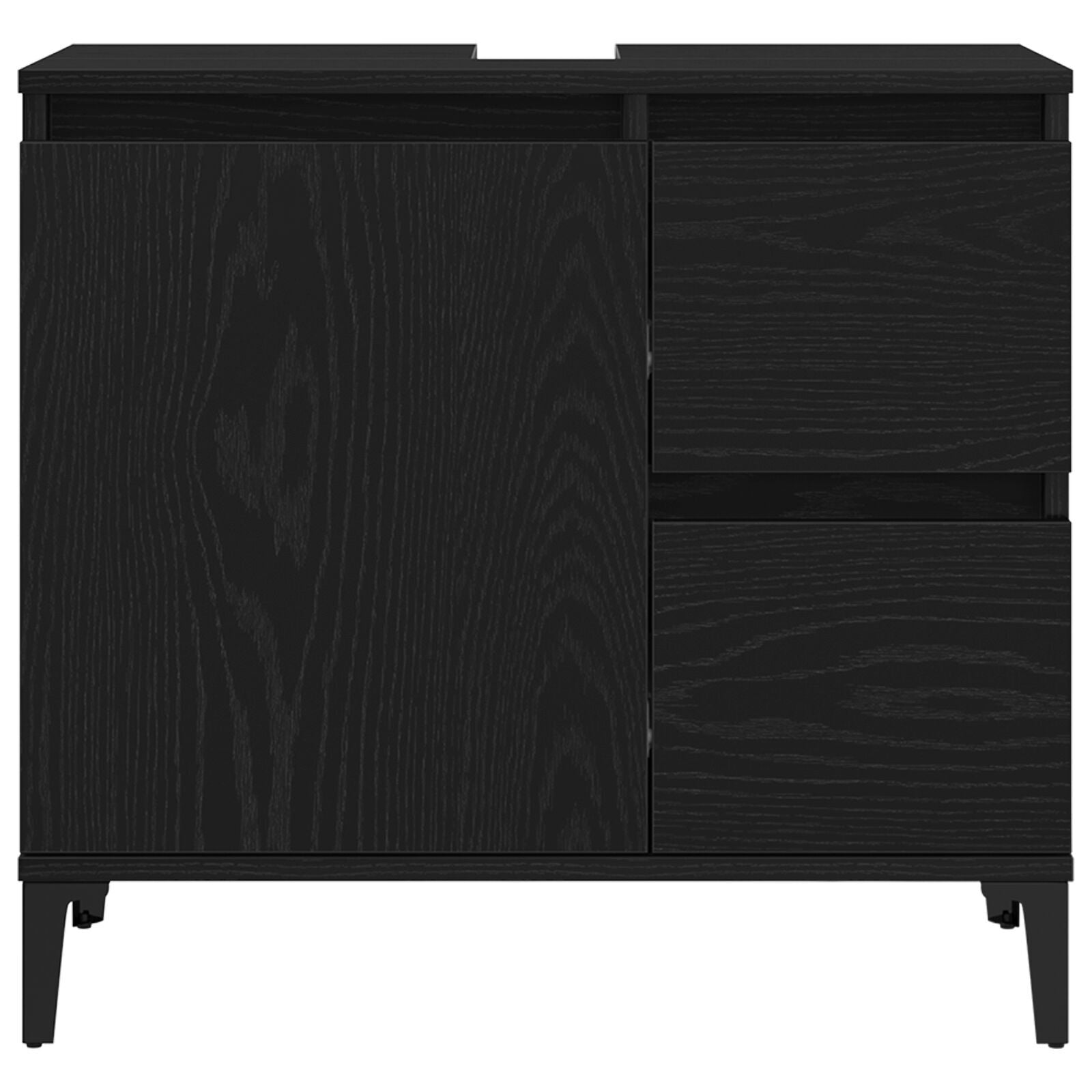 Baderomsinnredningssett med skuff 3 pcs Svart 30 x 30 x 180 cm