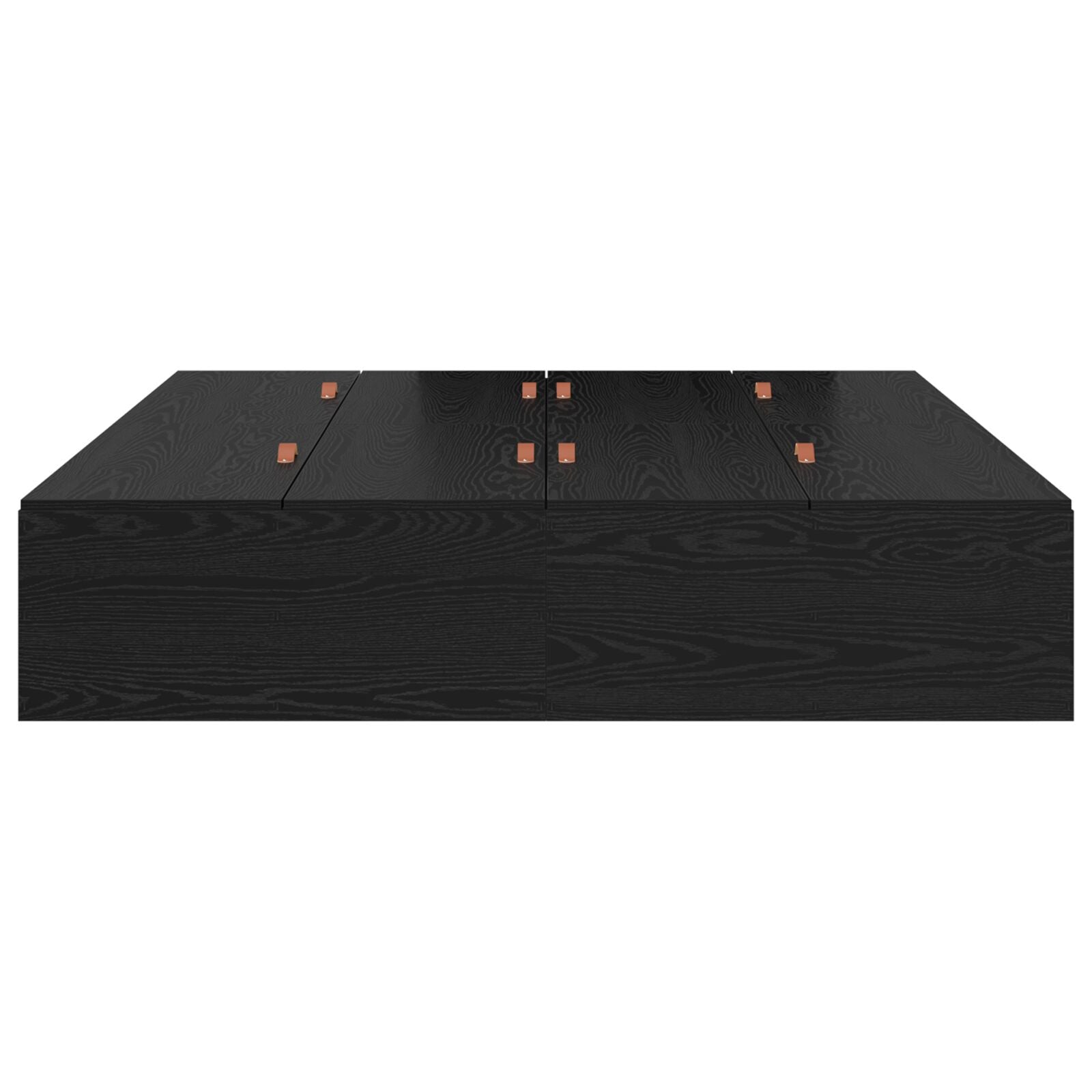 Seng med lagring Svart Eik 150 x 200 cm Konstruert tre