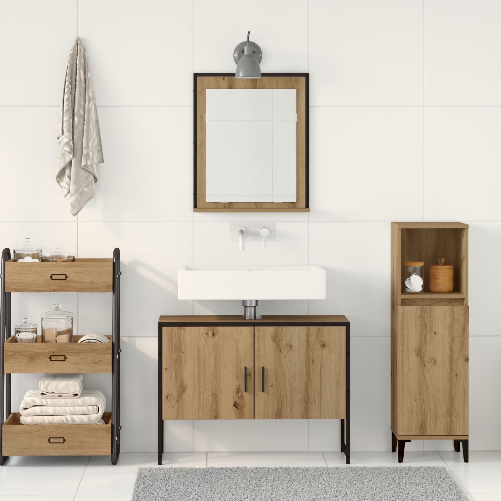 Baderomsinnredningssett med lagring 2 pcs Brun 80 x 33 x 60 cm