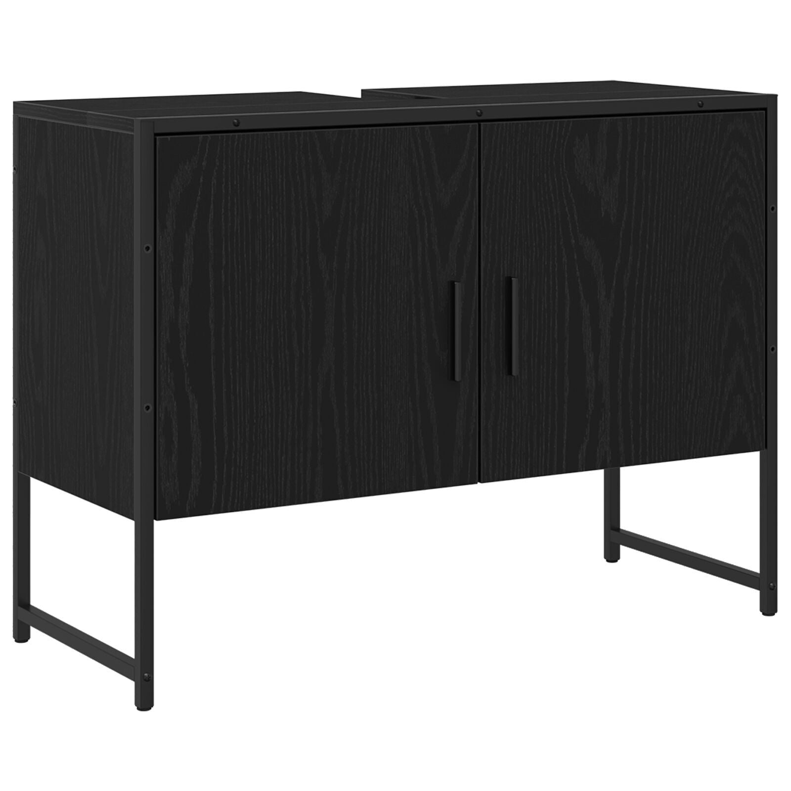 Baderomsinnredningssett med dør 3 pcs Svart 33 x 33 x 102.5 cm