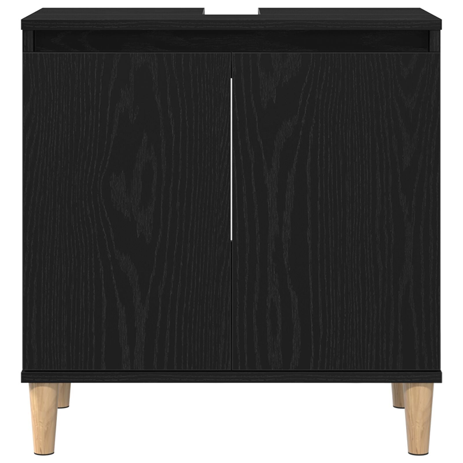 Baderomsinnredningssett med dør 3 pcs Svart 30 x 30 x 180 cm