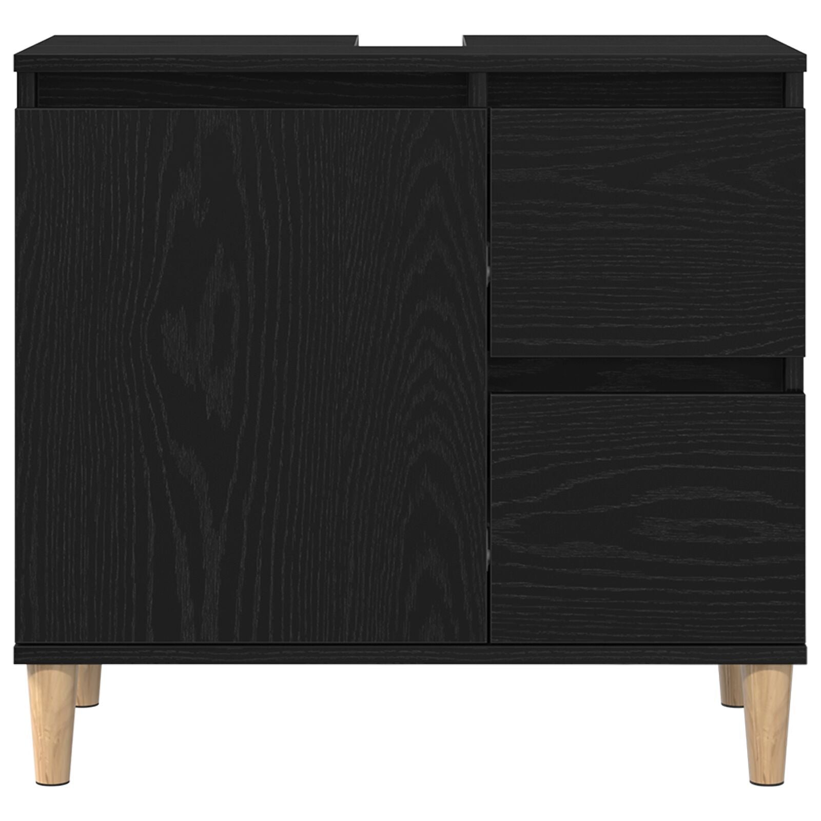 Baderomsinnredningssett med skuff 3 pcs Svart 30 x 30 x 180 cm