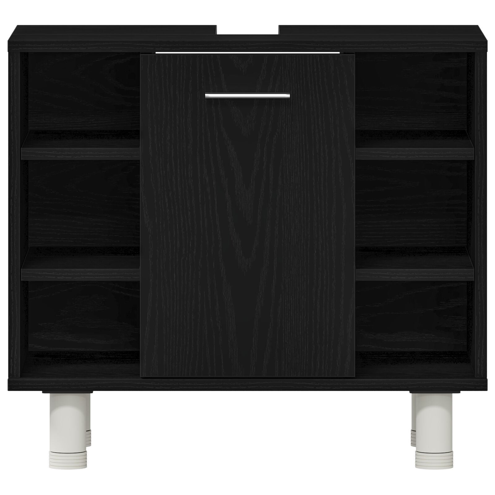 Baderomsinnredningssett med dør 3 pcs Svart 30 x 30 x 179.5 cm