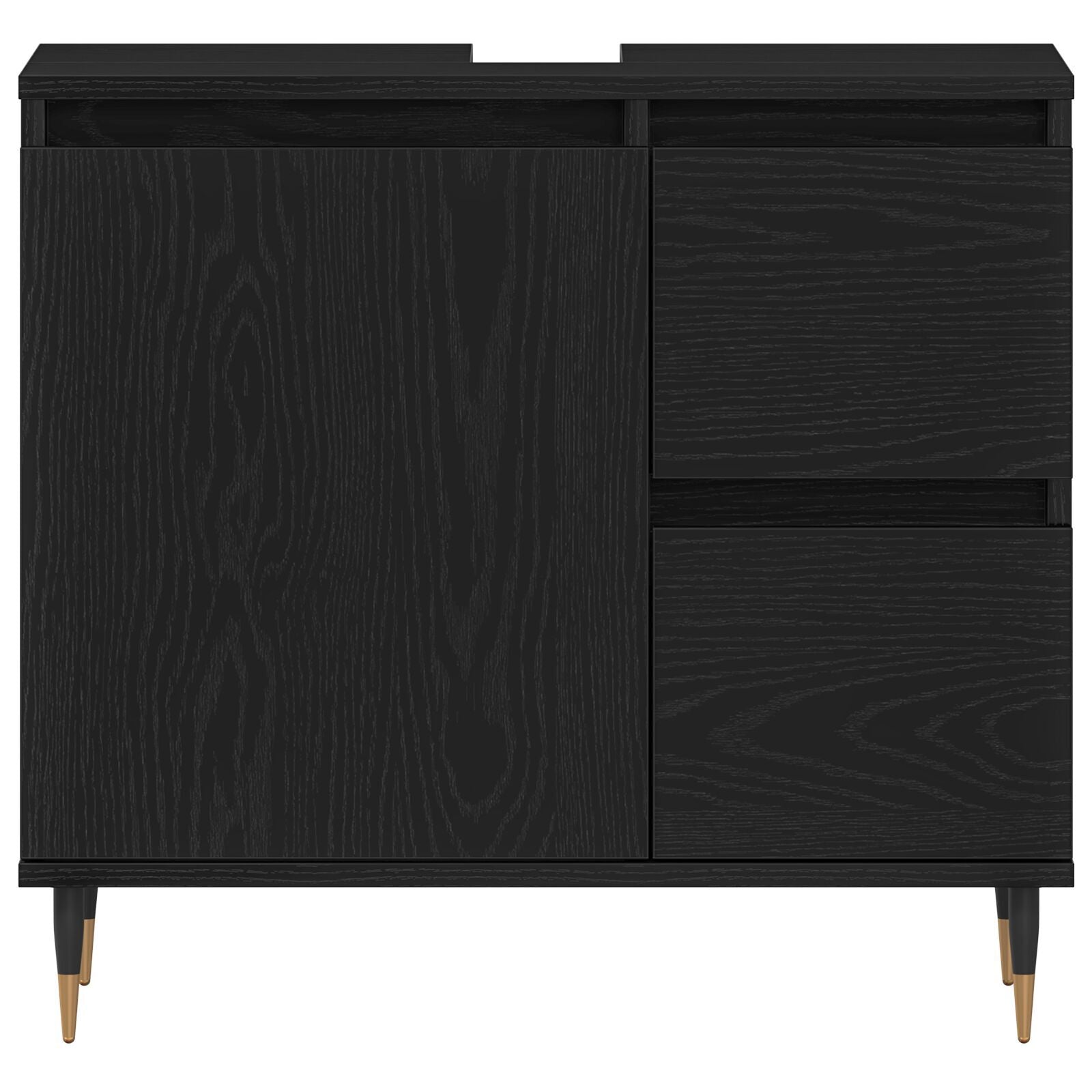 Baderomsmøbelsett med skuff 3 pcs Svart Eik 30 x 30 x 190 cm
