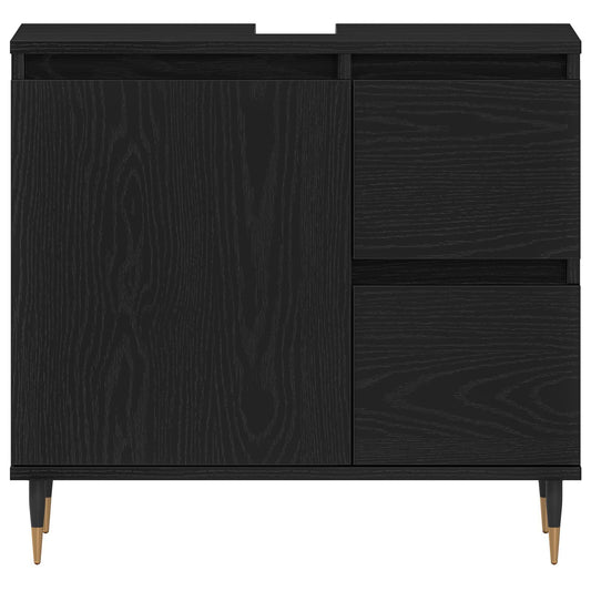 Baderomsinnredningssett 3 pcs Svart Eik 30 x 30 x 190 cm