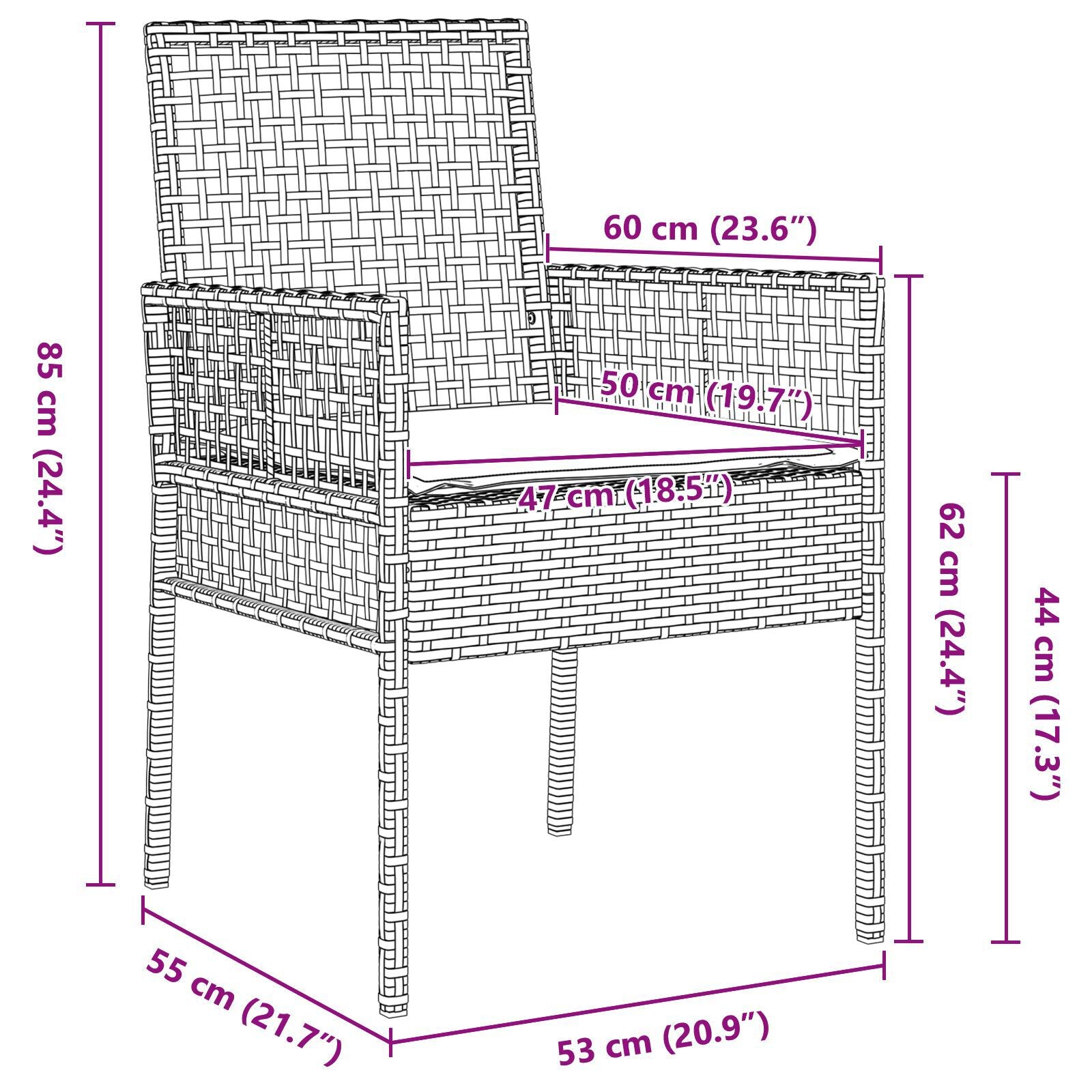 Hage Spisegruppe 7 pcs Brun Poly rattan