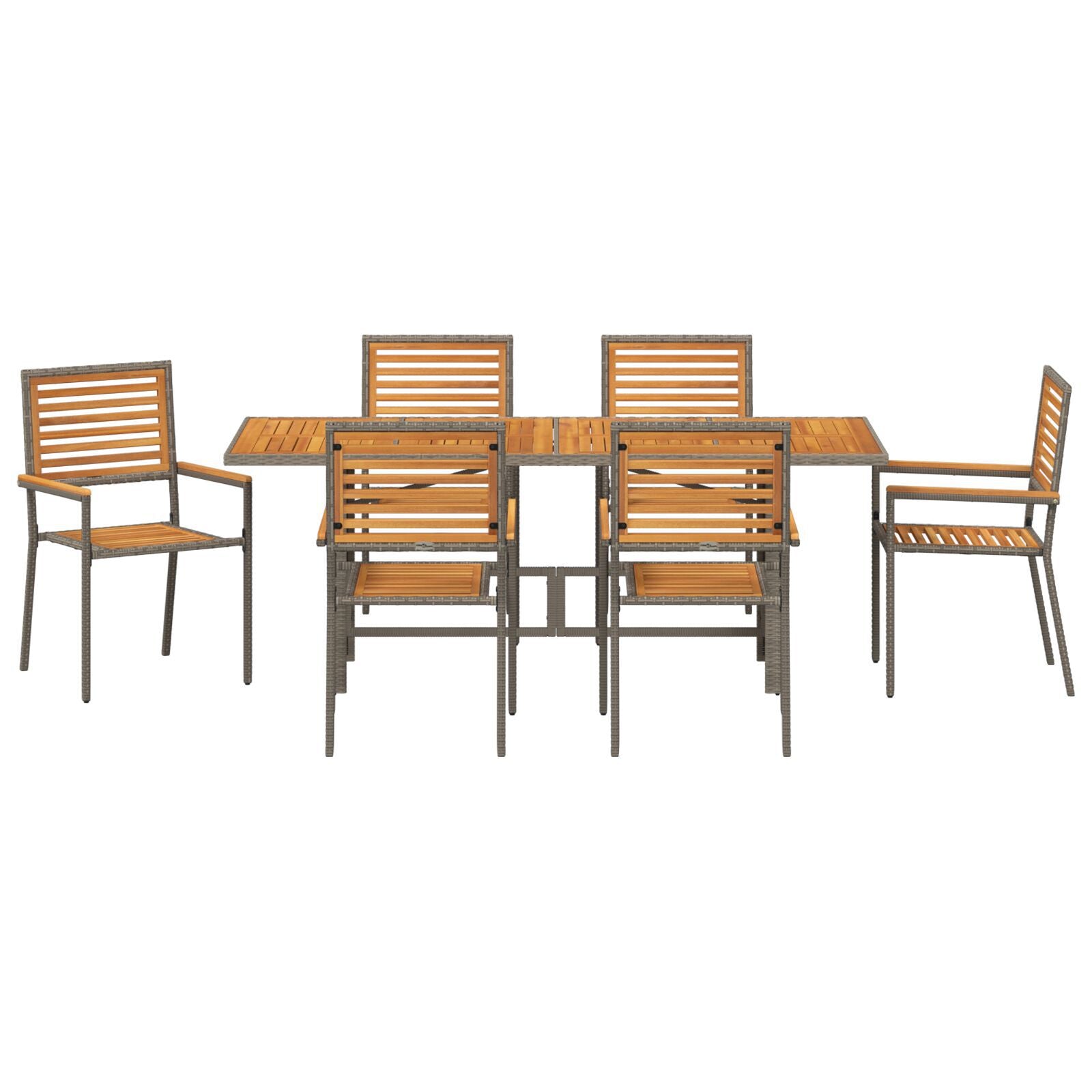 Hage Spisegruppe 7 pcs Grå 190 x 80 x 75 cm polyrotting