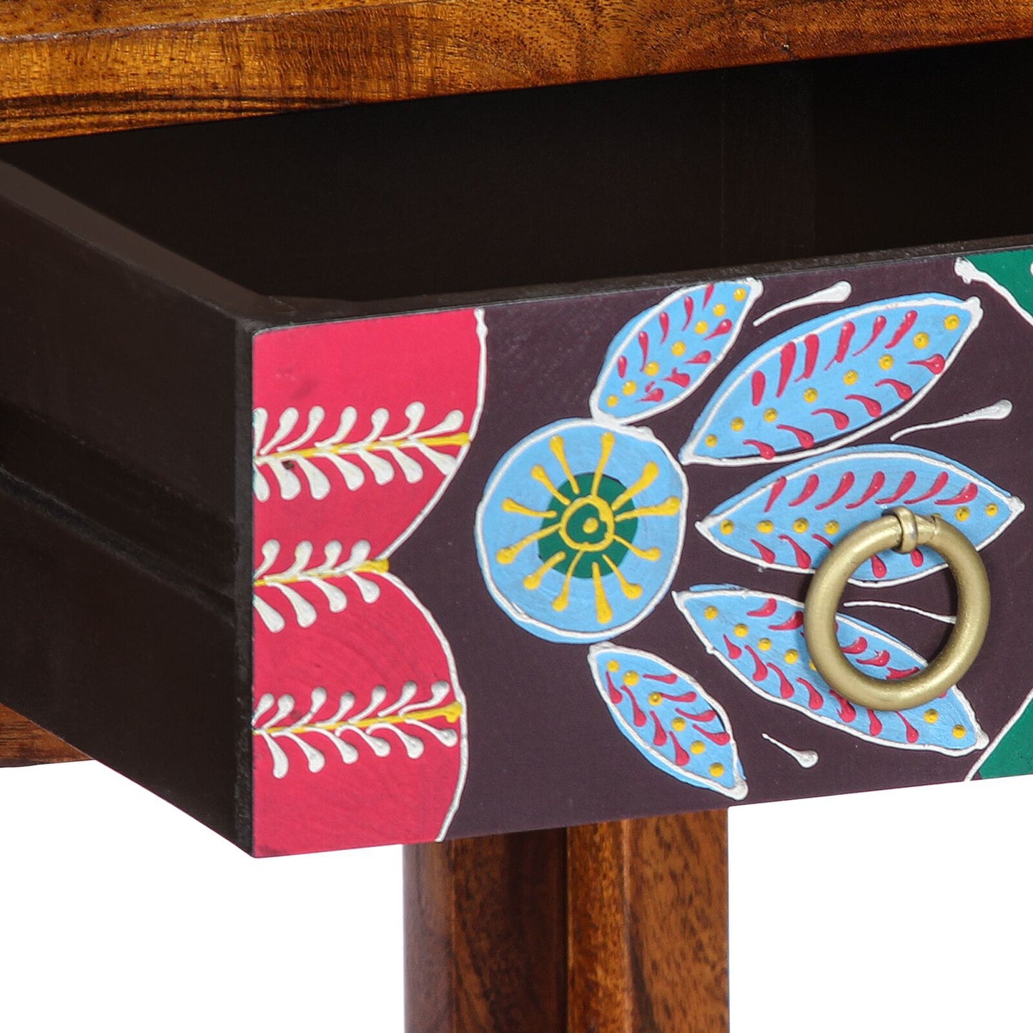 Blomstrete Sluttbord med skuff med lagring Brun 35 x 35 x 75 cm