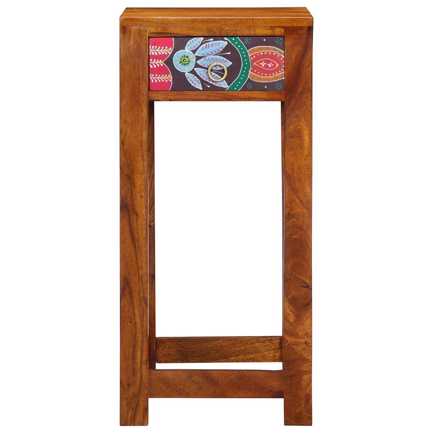 Blomstrete Sluttbord med skuff med lagring Brun 35 x 35 x 75 cm