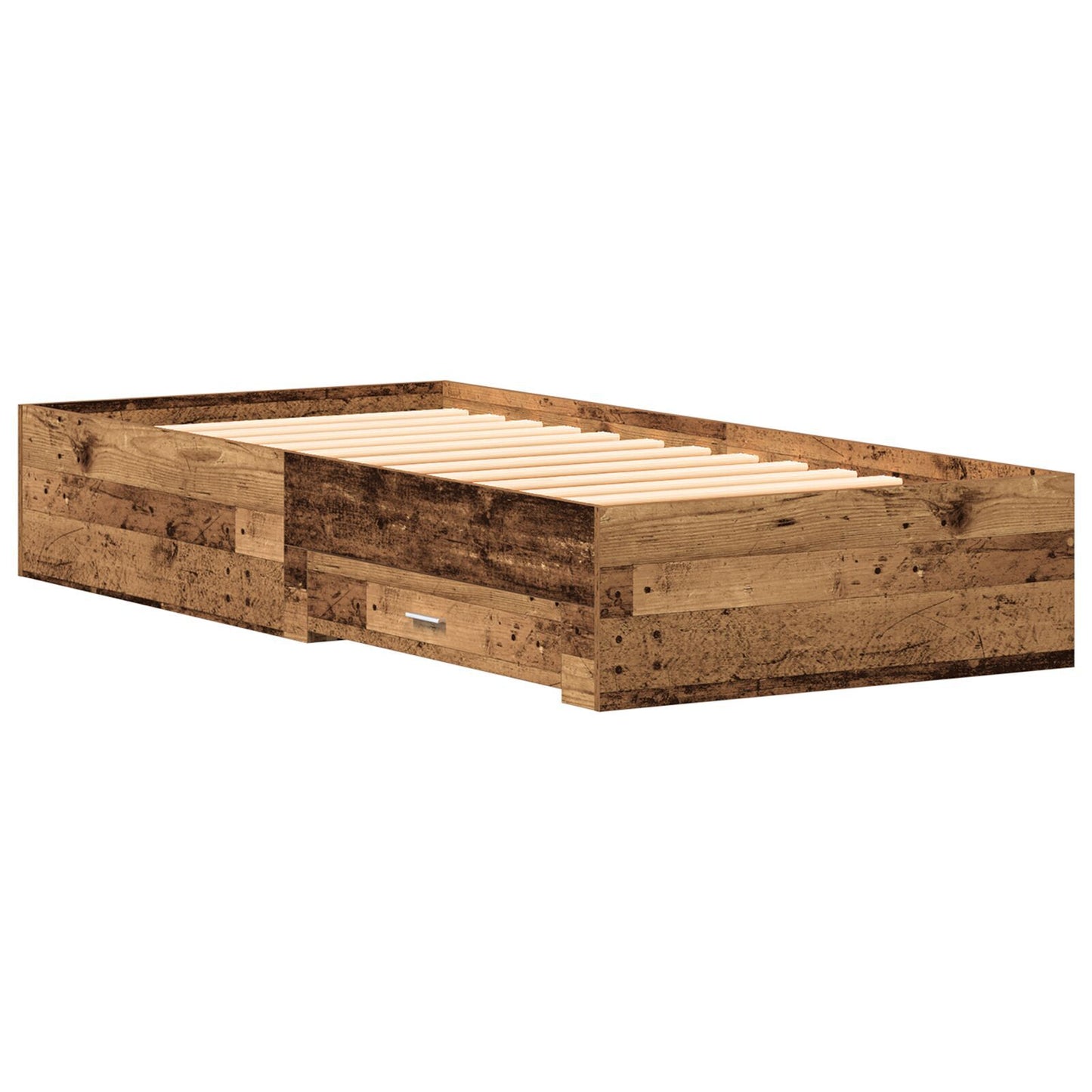 Sengestamme med skuff Gamle tre 90 x 190 cm Konstruert tre