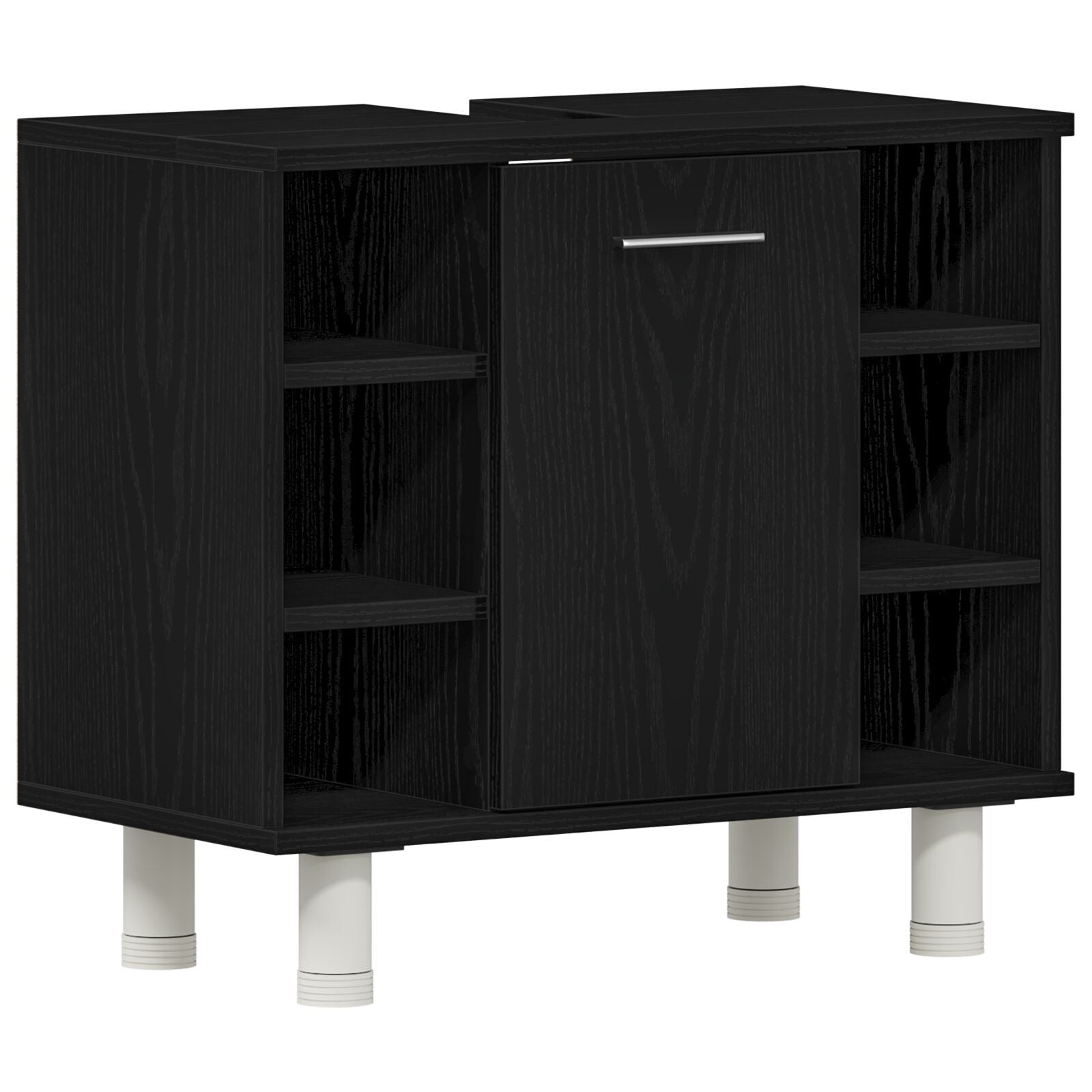 Baderomsinnredningssett med dør 3 pcs Svart 30 x 30 x 179.5 cm