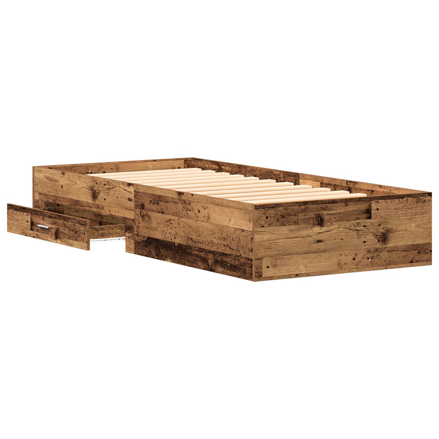 Sengestamme med skuff Gamle tre 90 x 200 cm Konstruert tre