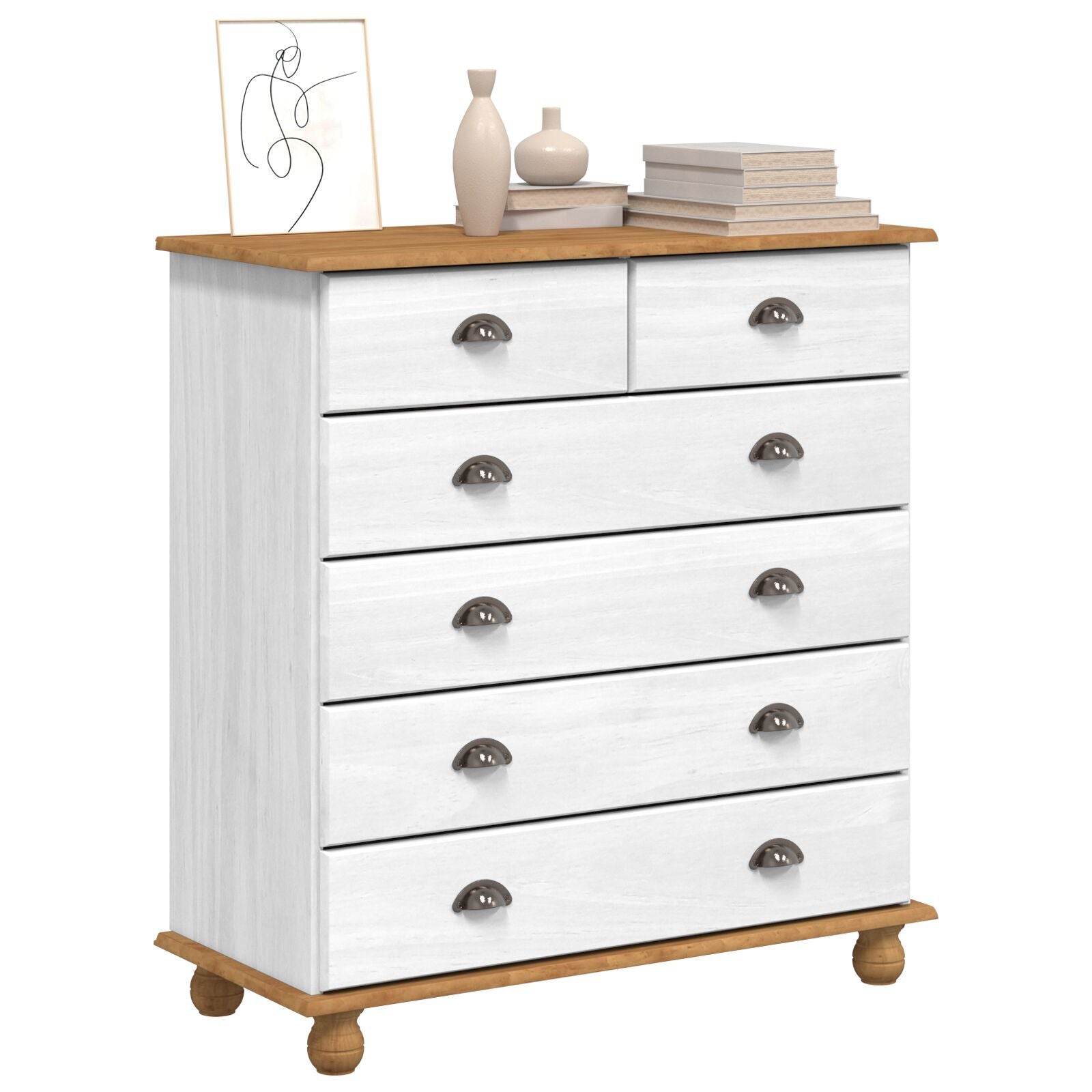 Skap med skuffer Hvit 91 x 40 x 95.5 cm Massivt furutre