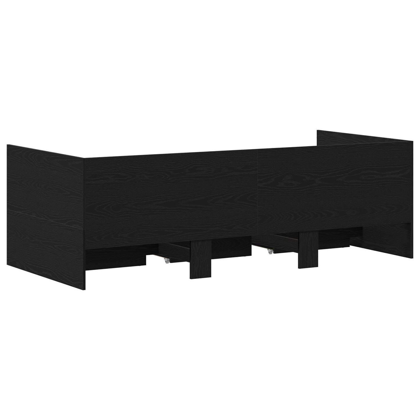 Seng med hodegjerde Svart Eik 90 x 190 cm Konstruert tre