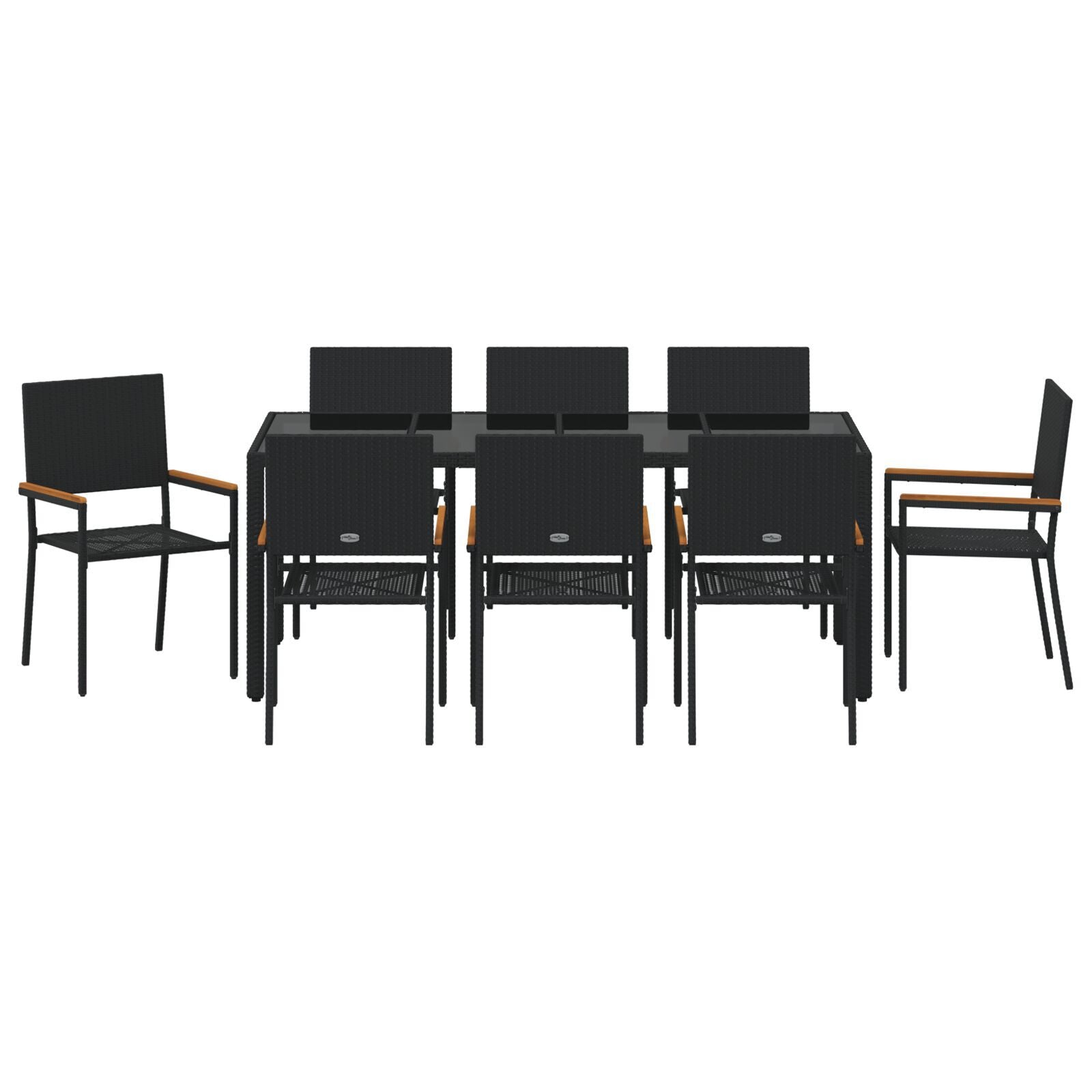 Hage Spisegruppe 9 pcs Svart 190 x 90 x 75 cm polyrotting
