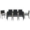 Hage Spisegruppe 9 pcs Svart 190 x 90 x 75 cm polyrotting
