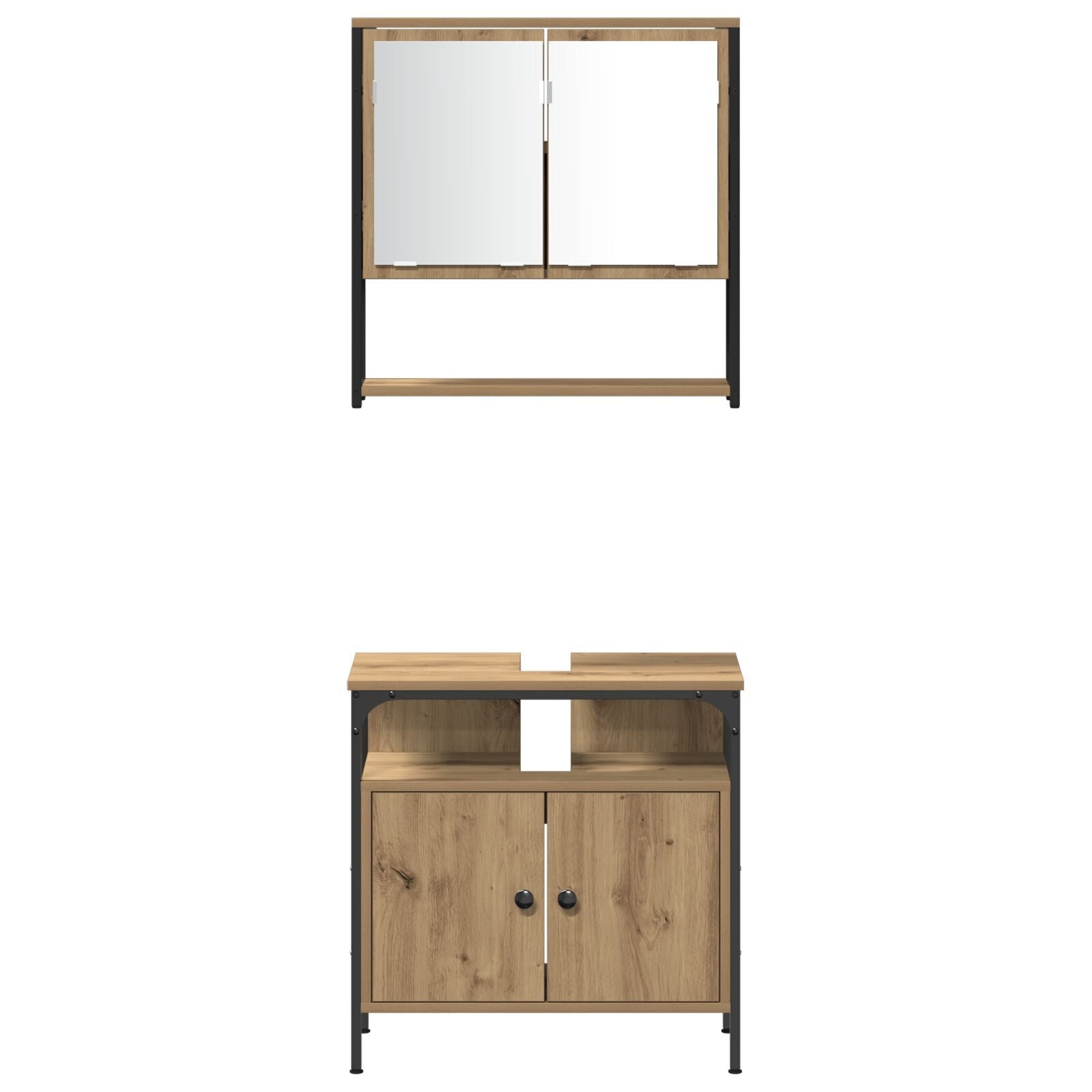 Baderomsinnredningssett med dør 3 pcs Brun 33 x 33 x 120.5 cm
