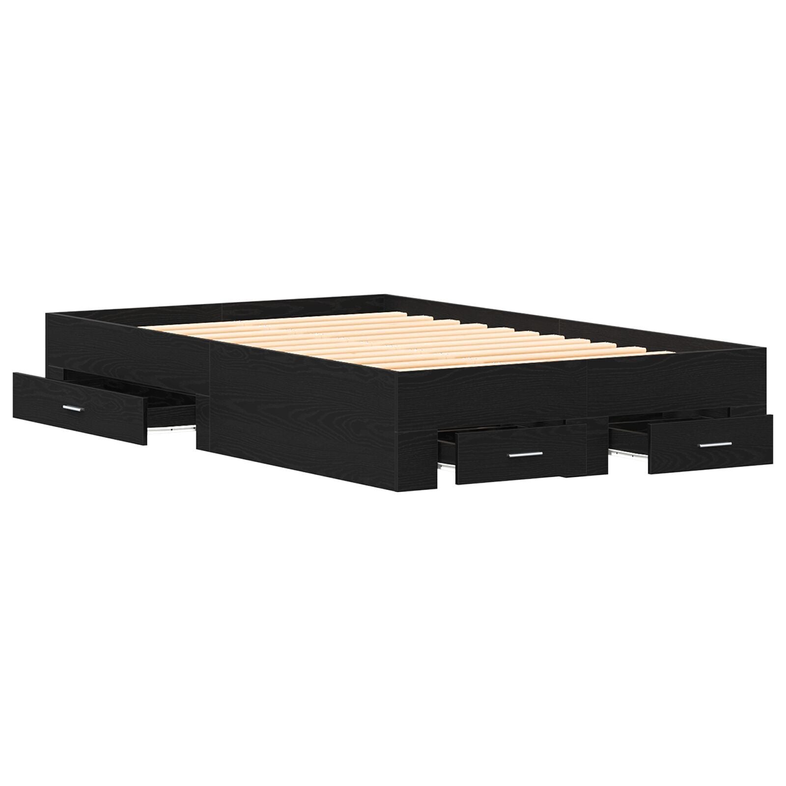 Sengestamme med skuff Svart Eik 120 x 200 cm Konstruert tre