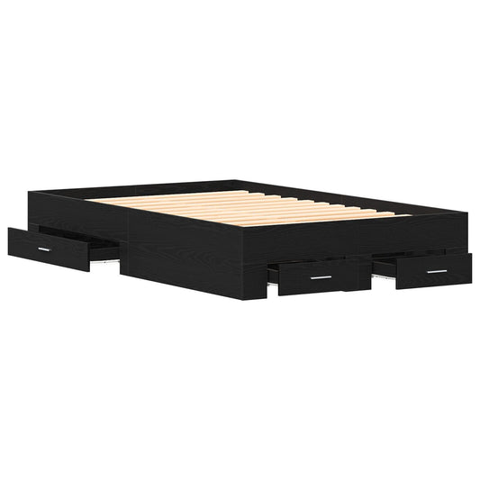 Sengestamme med skuff Svart Eik 120 x 200 cm Konstruert tre
