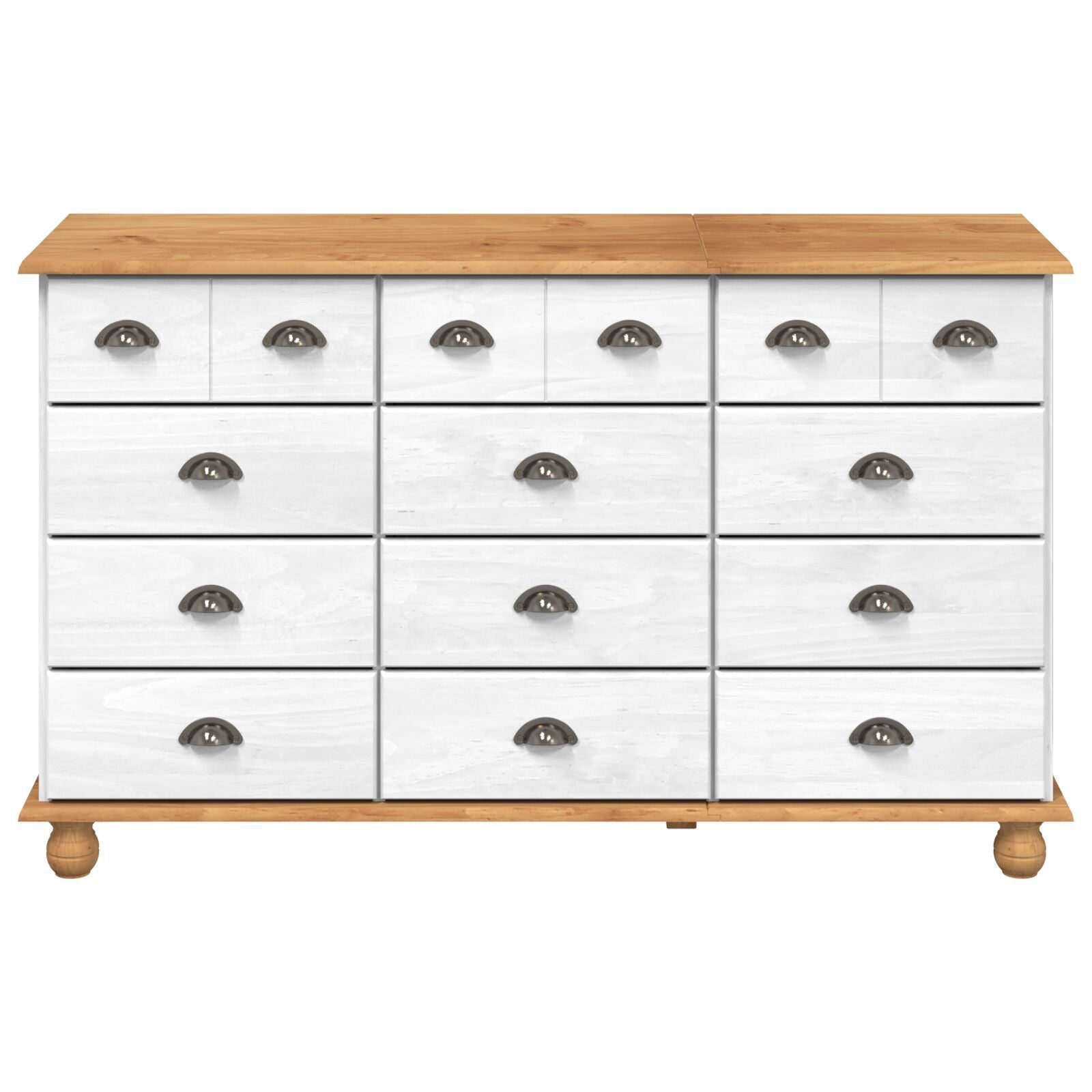 Skap med skuffer Hvit 79 x 40 x 133.5 cm Massivt furutre