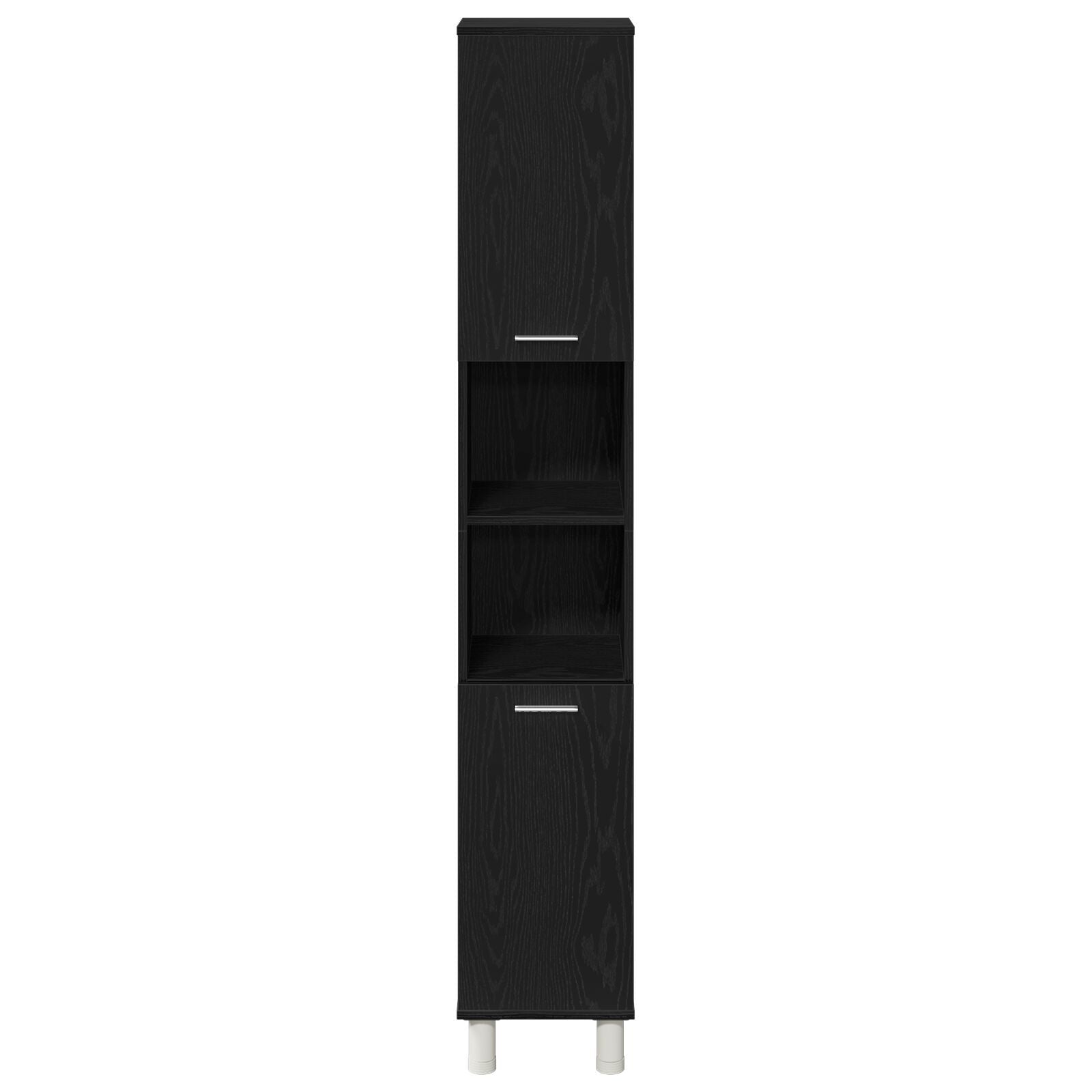 Baderomsinnredningssett med dør 3 pcs Svart 30 x 30 x 179.5 cm