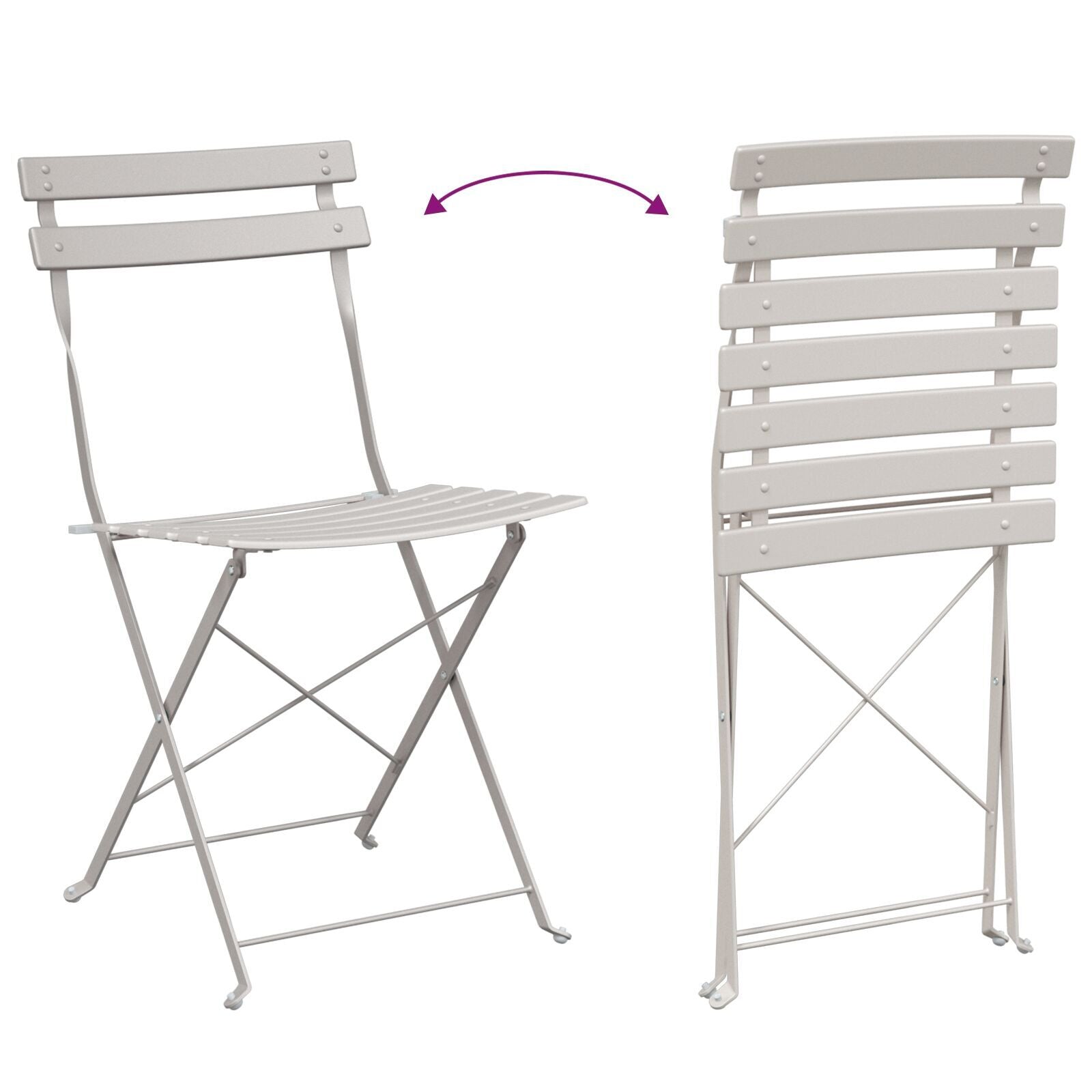 Hage Folding Stol Folding 2 pcs Beige 42 x 46 x 82cm Stål