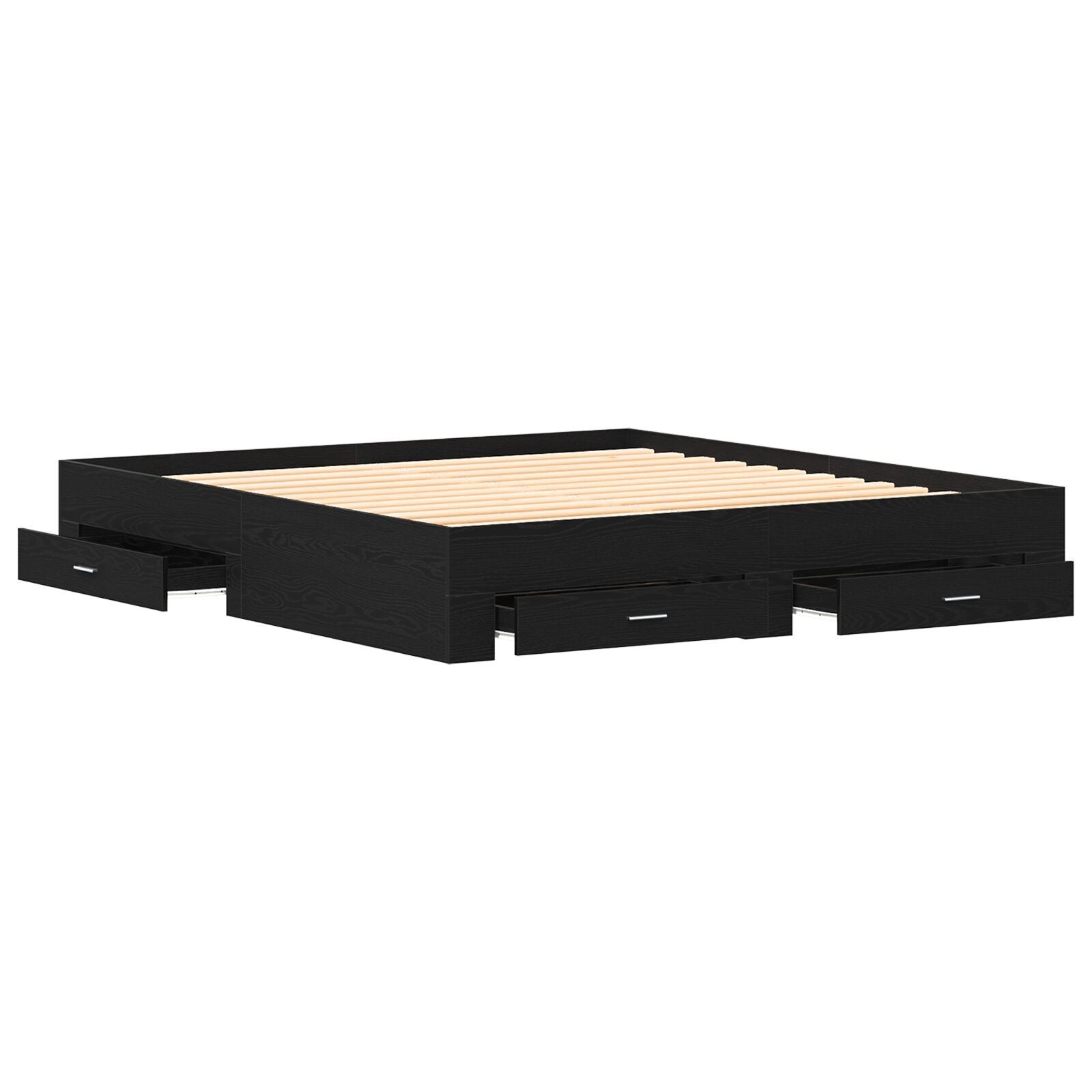 Sengestamme med skuff Svart Eik 180 x 200 cm Konstruert tre