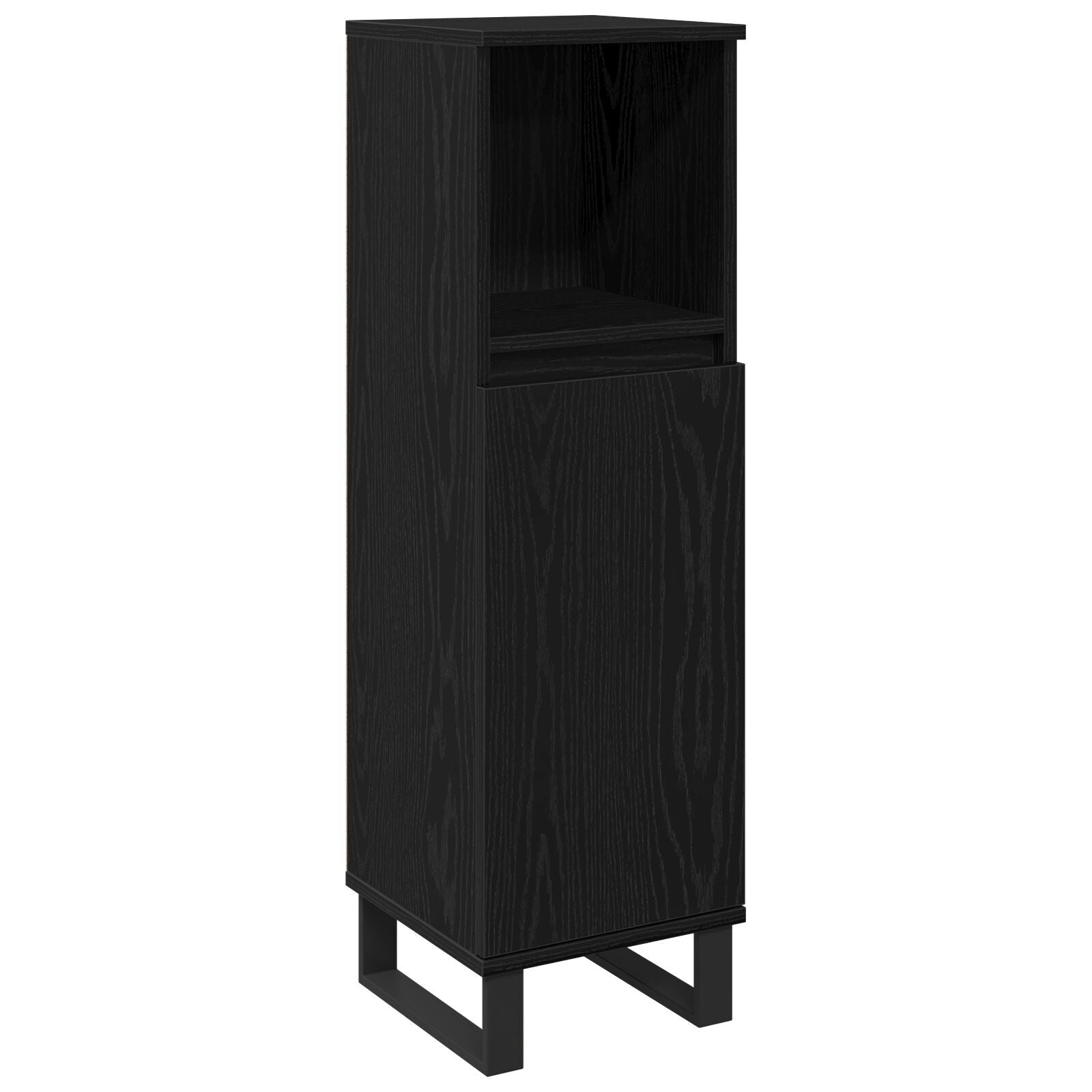Baderomsinnredningssett med dør 3 pcs Svart 30 x 30 x 190 cm