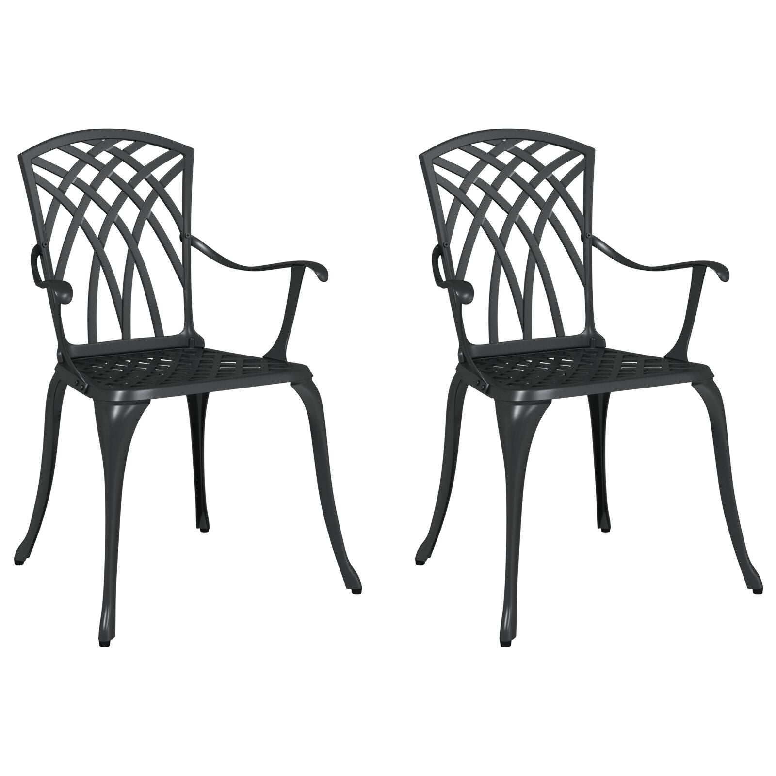 Hage Stol 2 pcs Svart 55 x 56.5 x 91cm Aluminium