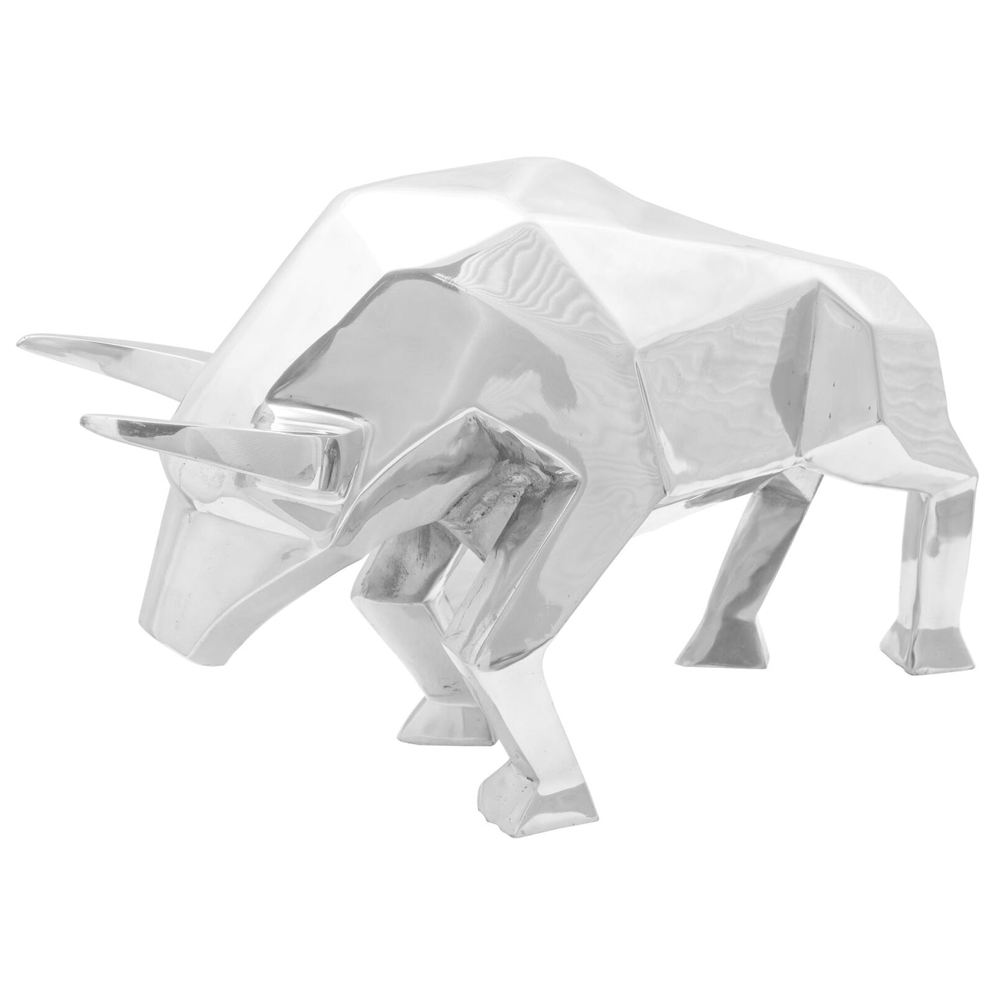 Okse-skulptur sølv 74 x 23 x 30 cm Aluminium